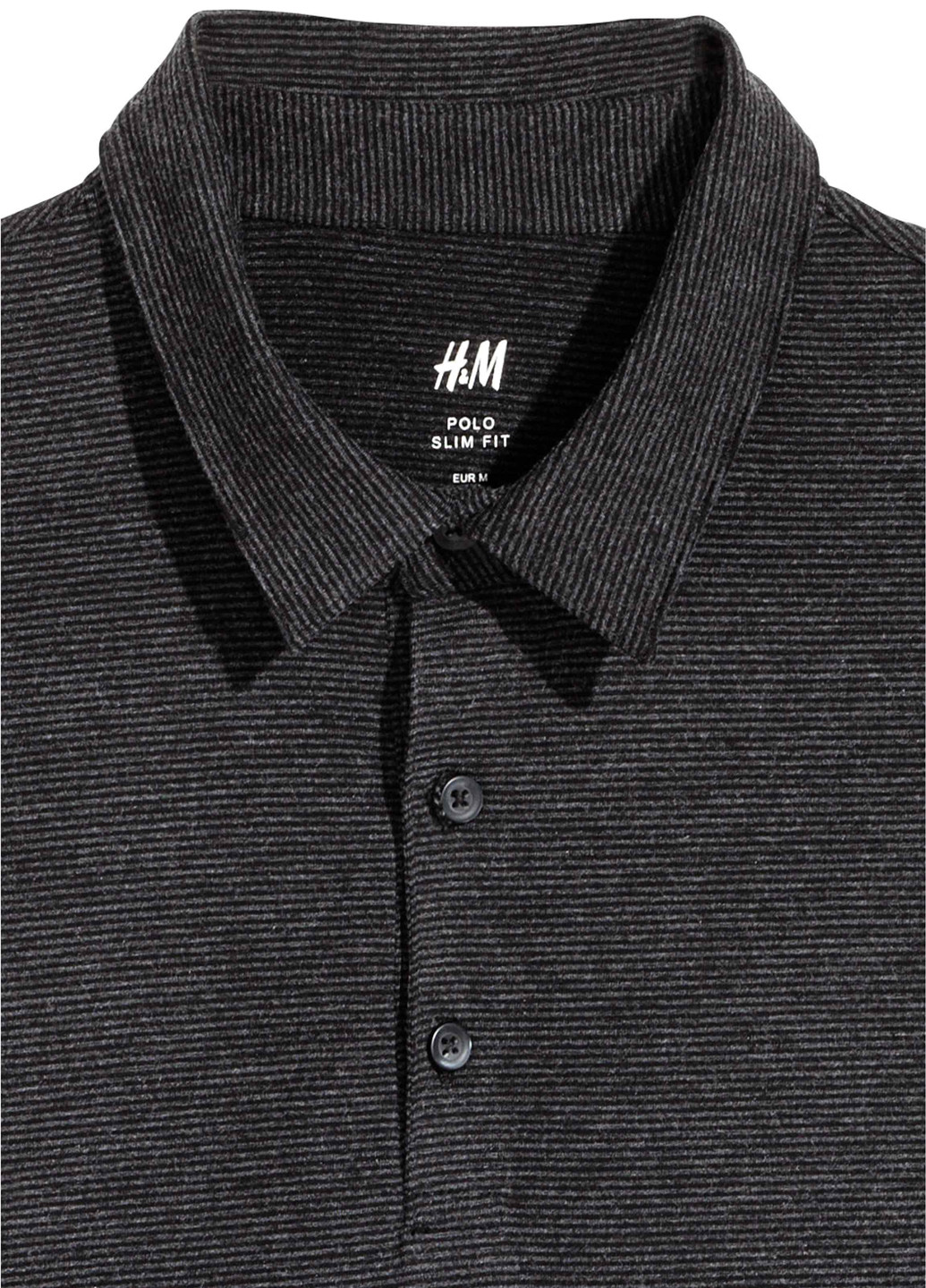 Черная футболка-поло для мужчин H&M в полоску