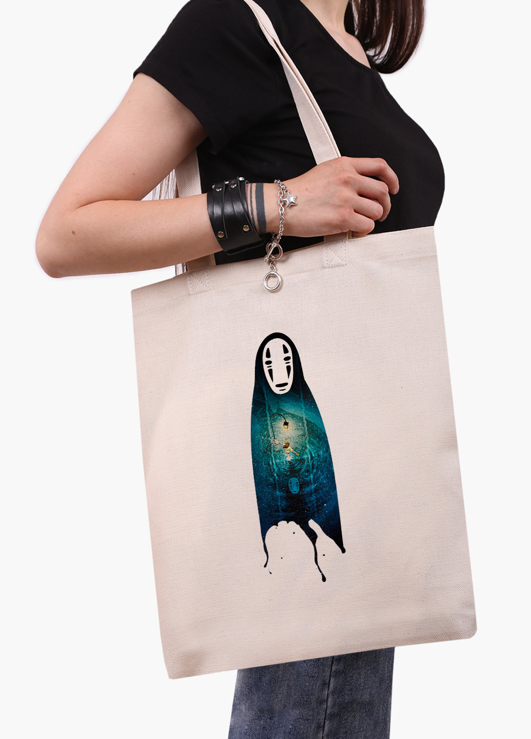 Еко сумка шоппер біла Безликий Бог Каонасі Віднесені примарами Spirited Away (9227-2831-WT-1) Еко сумка шоппер біла 41*35 см MobiPrint (221682963)