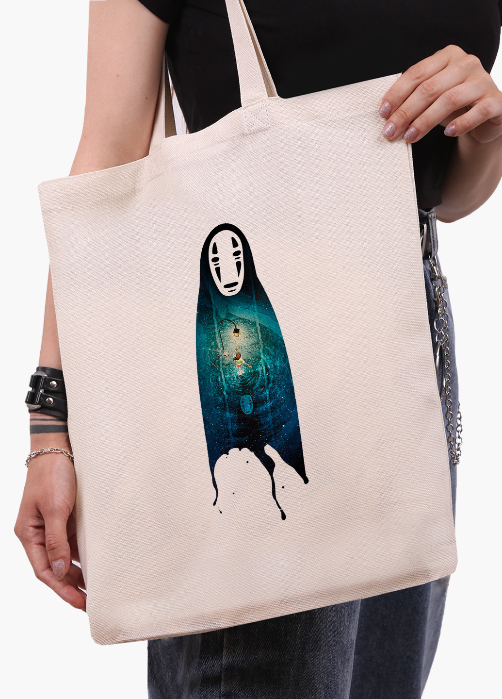 Еко сумка шоппер біла Безликий Бог Каонасі Віднесені примарами Spirited Away (9227-2831-WT-1) Еко сумка шоппер біла 41*35 см MobiPrint (221682963)