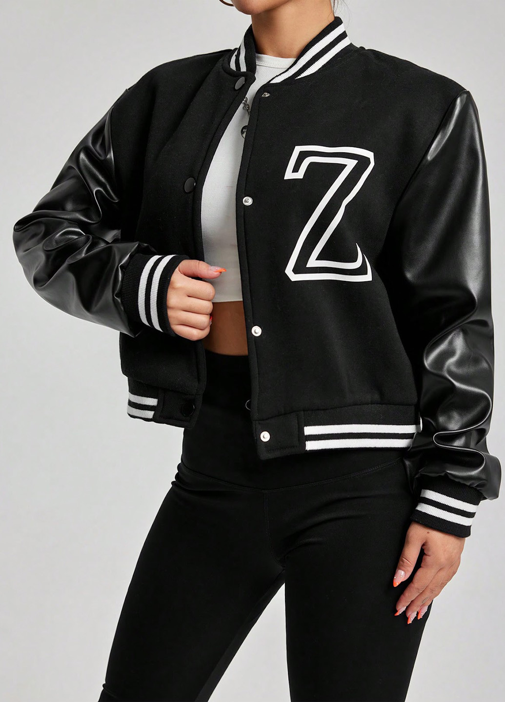 Бомбер SHEIN бейсбольний на кнопках (324434648)