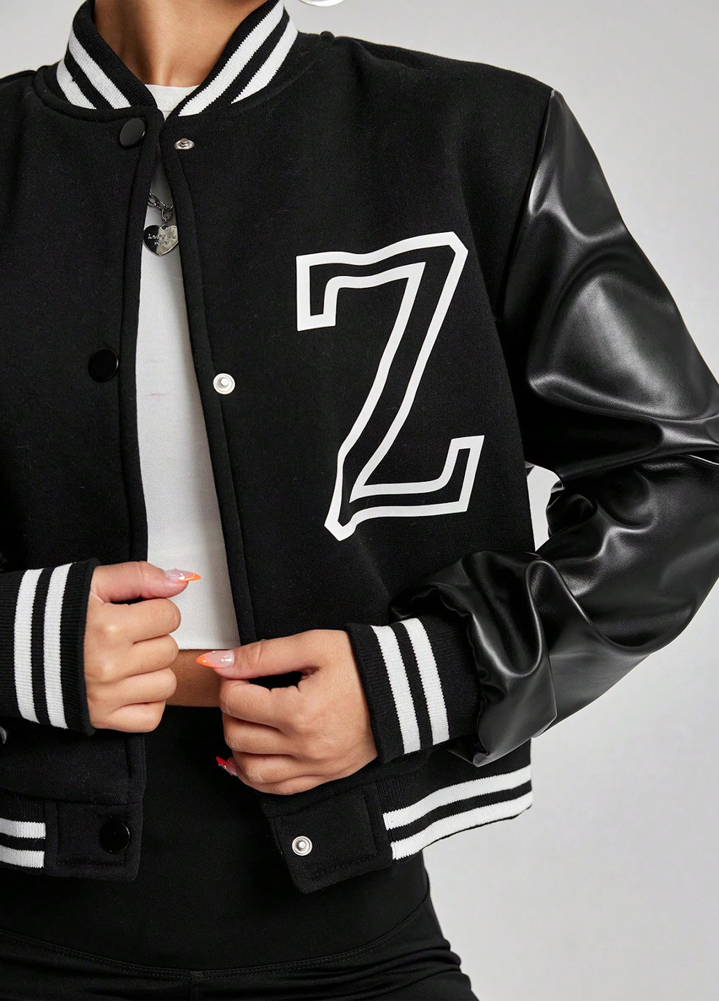 Бомбер SHEIN бейсбольний на кнопках (324434648)