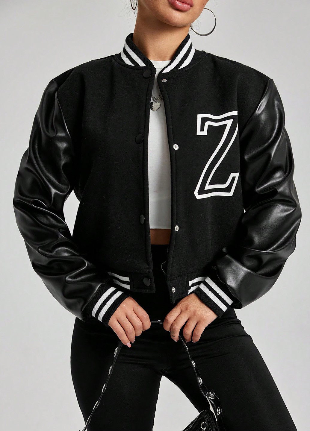 Бомбер SHEIN бейсбольний на кнопках (324434648)