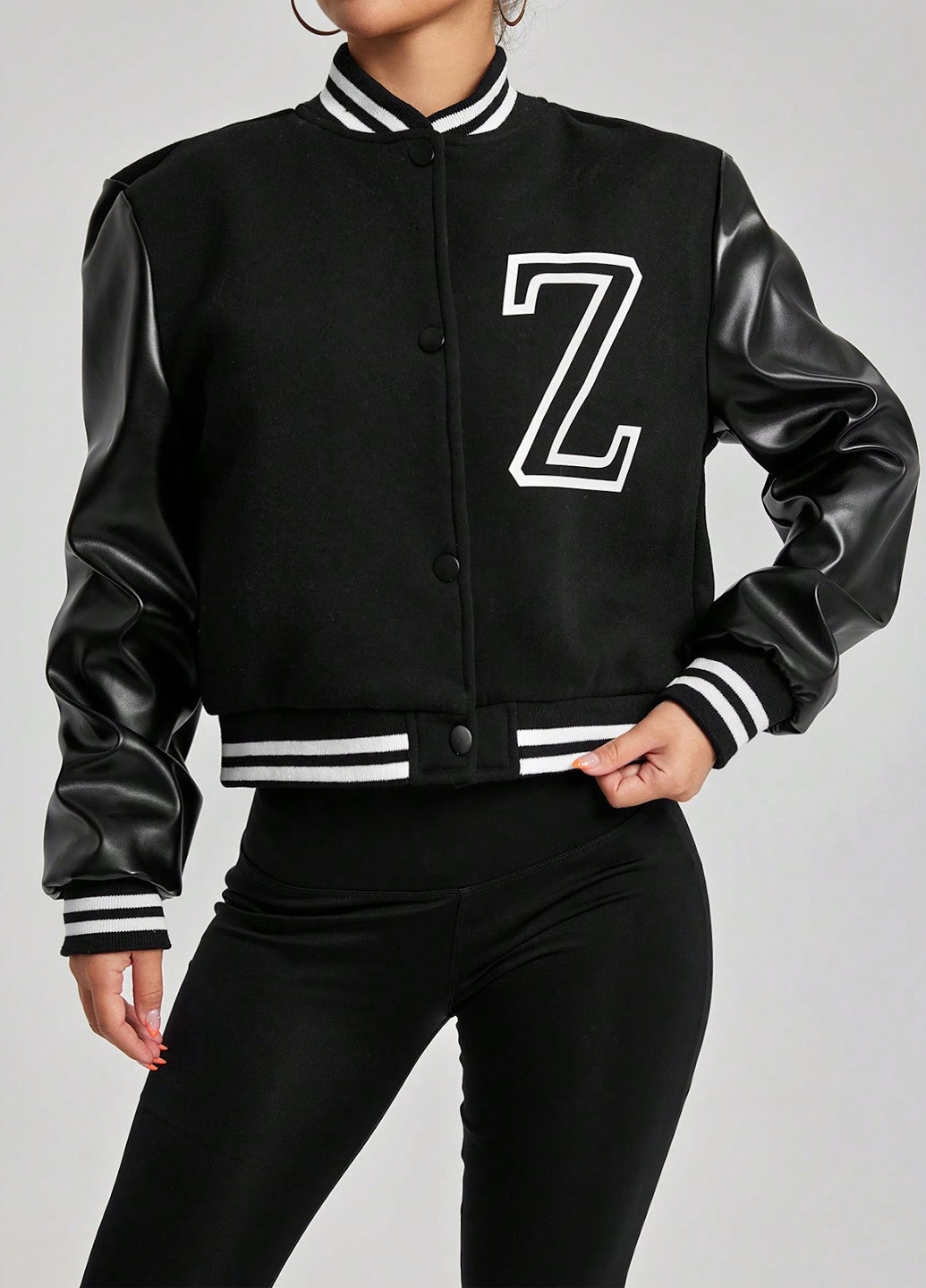 Бомбер SHEIN бейсбольний на кнопках (324434648)