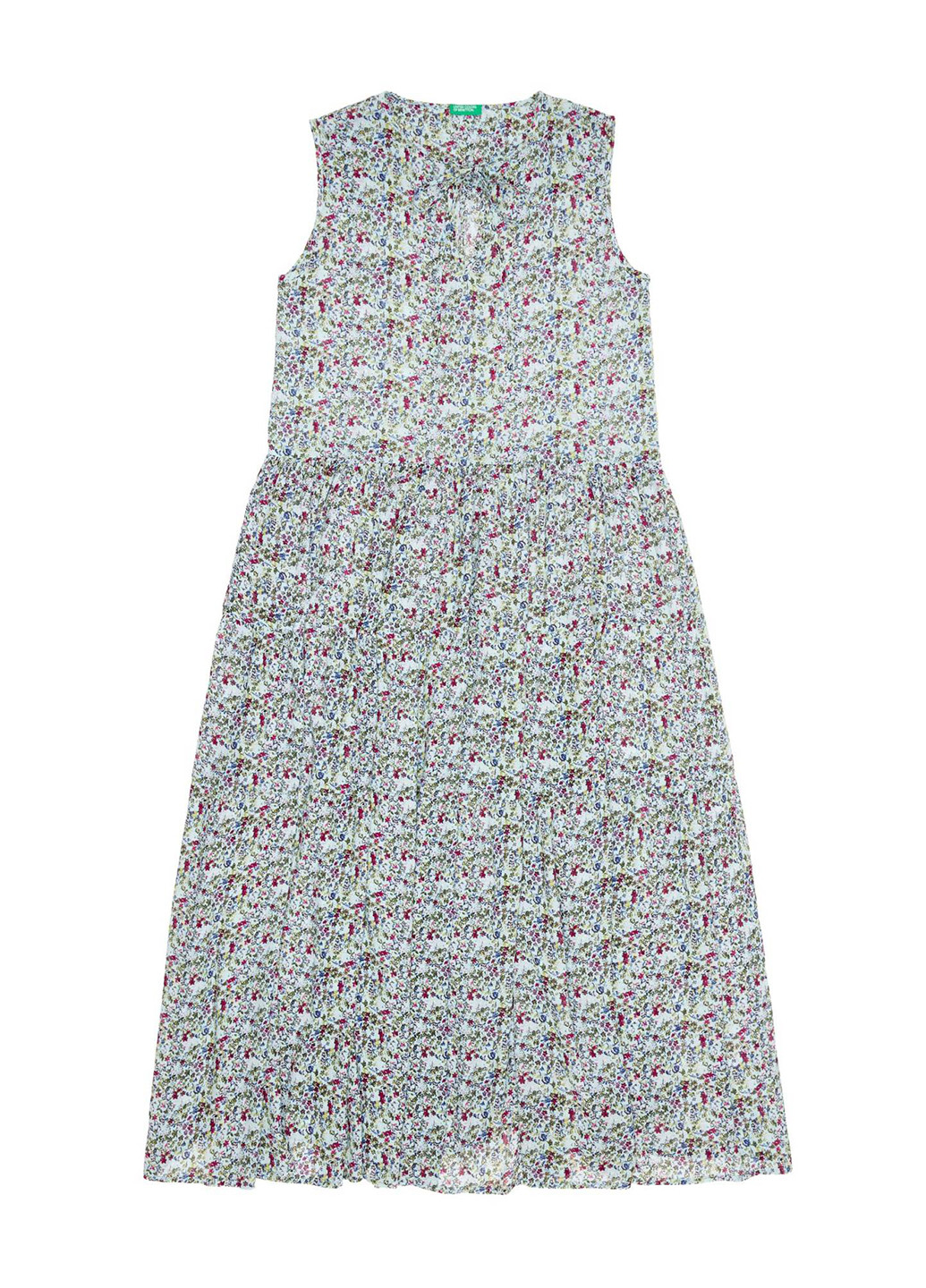 Мятное кэжуал платье клеш United Colors of Benetton с цветочным принтом