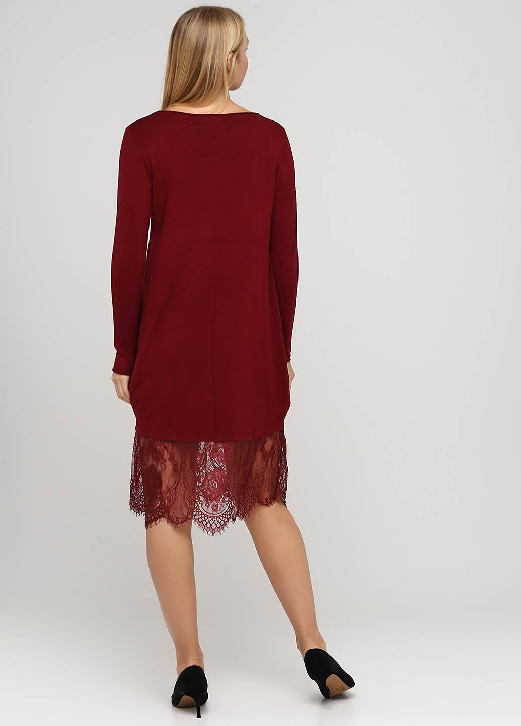 Бордовое кэжуал платье платье-свитер Made in Italy однотонное
