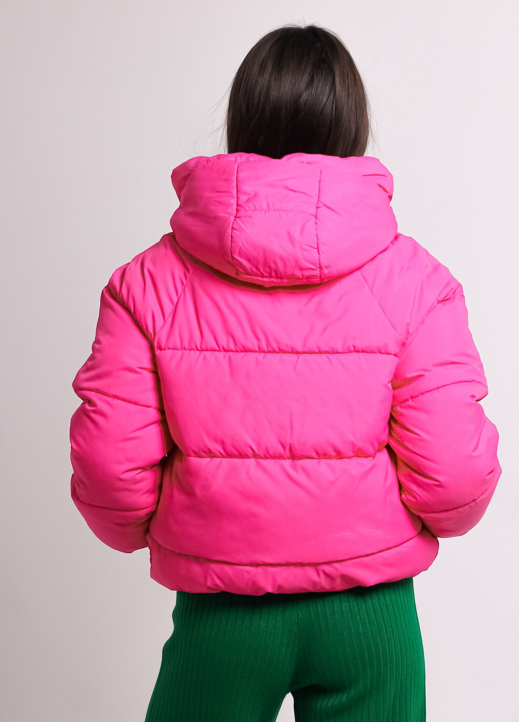 Розовая демисезонная куртка короткая визон HAIZIYUAN