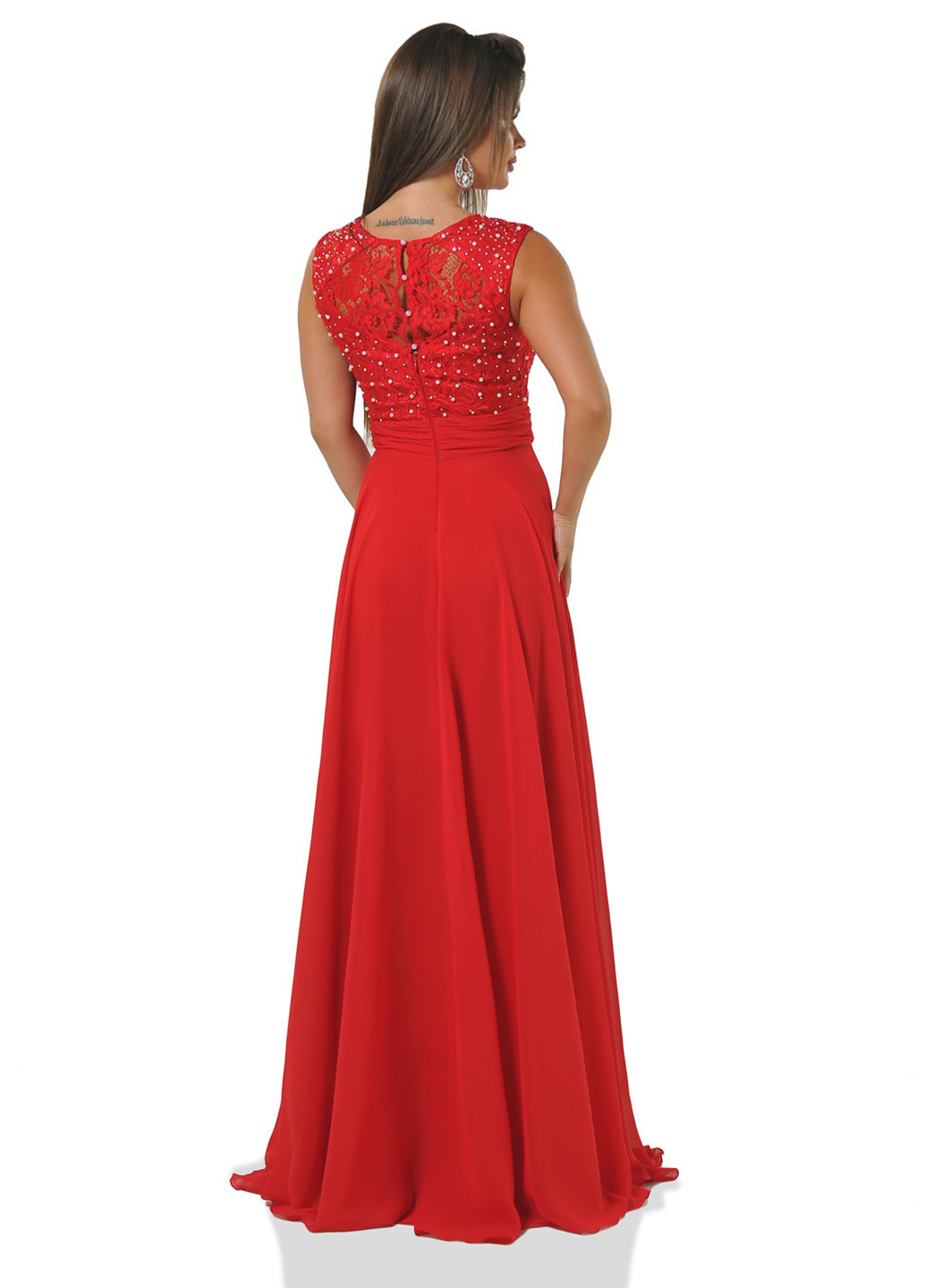 Красное вечернее платье Enigma фактурное