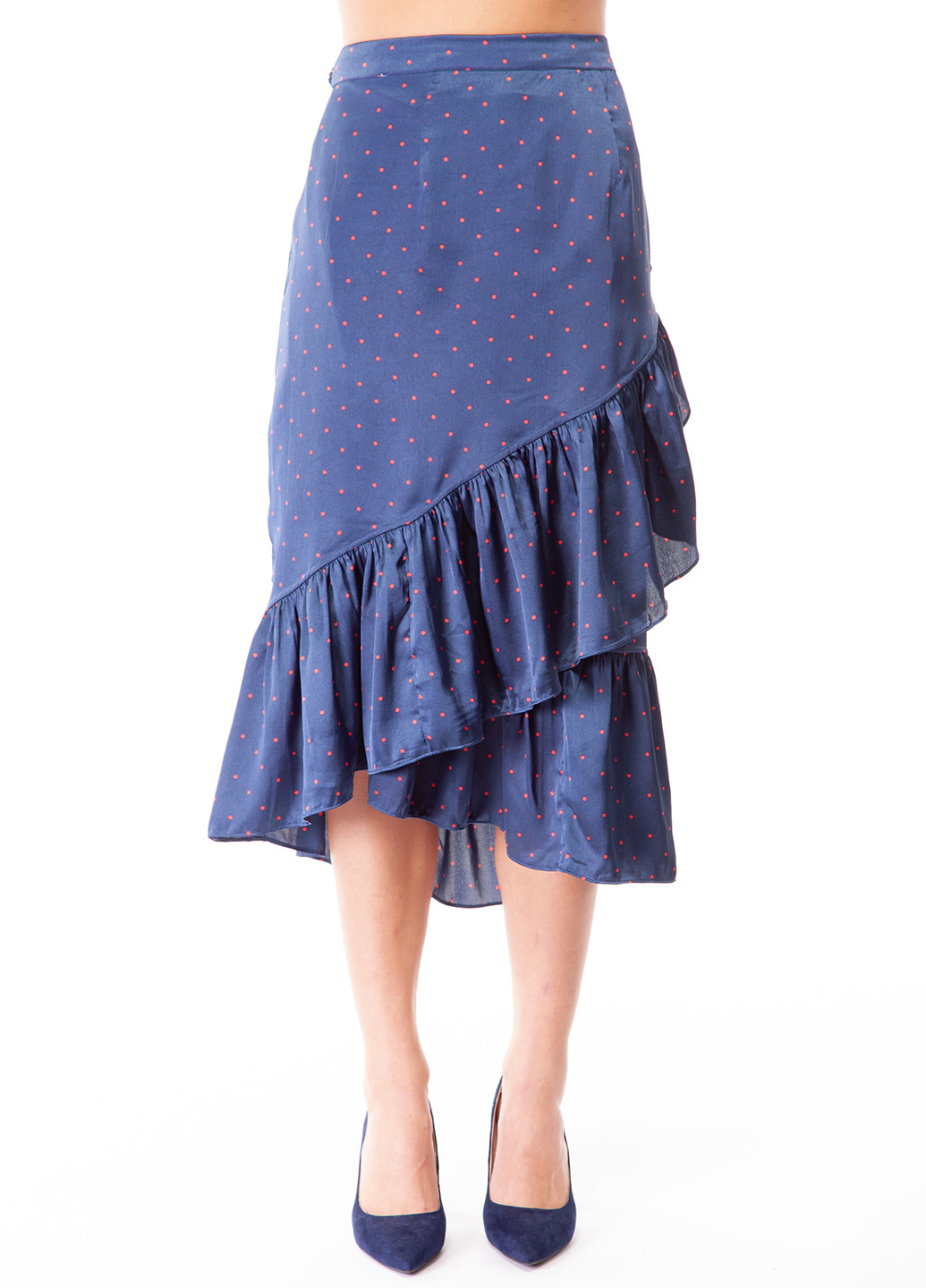 Синяя кэжуал в горошек юбка Vero Moda на запах