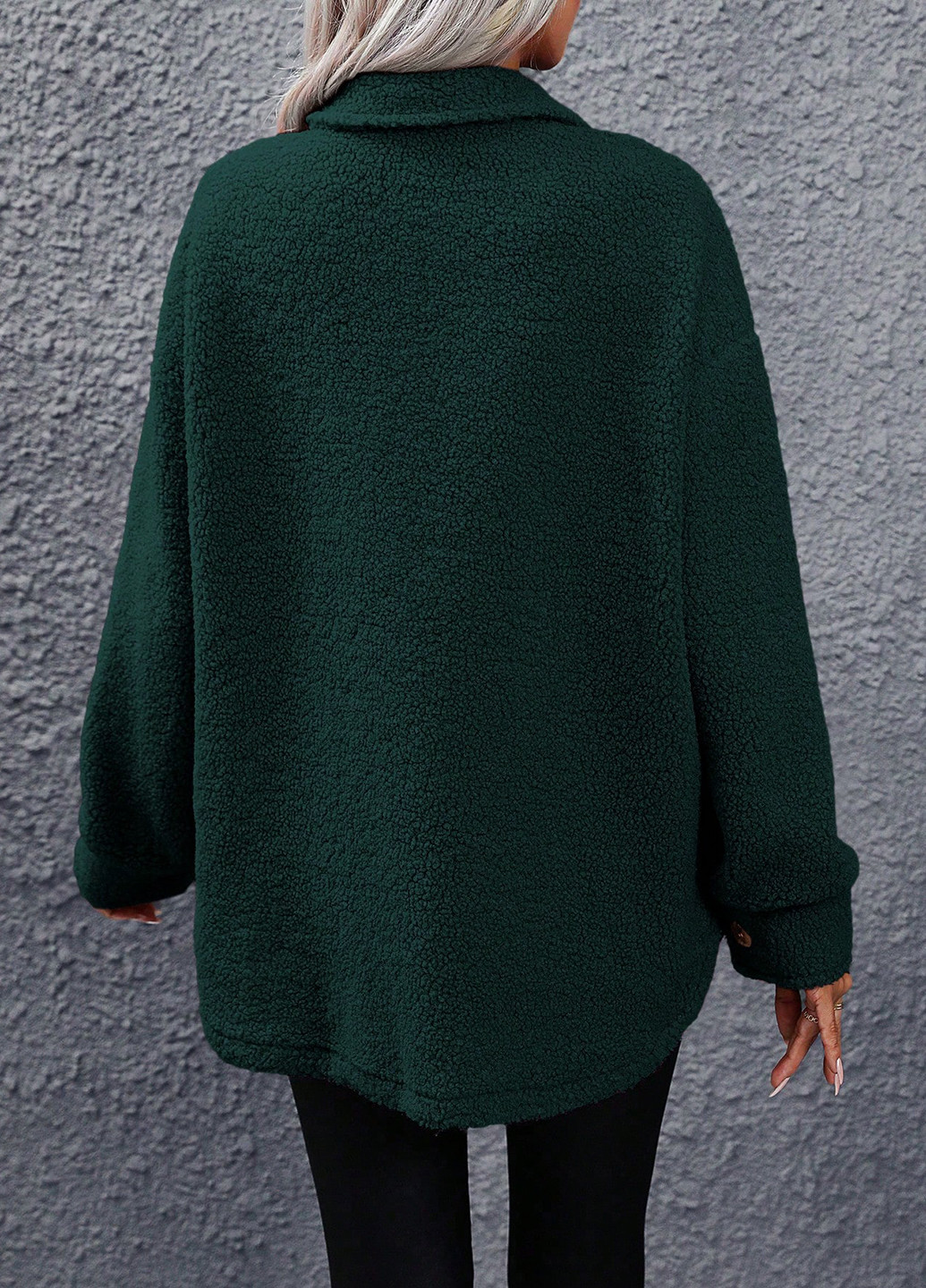 Темно-зелене Кежуал напівпальто однобортне SHEIN однотонне