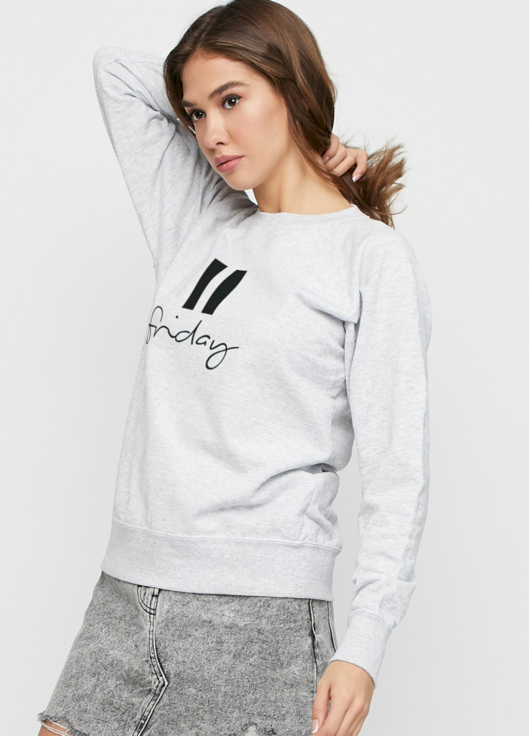 Сірий світшот жіночий /no flis/ YAPPI малюнок (251467827)