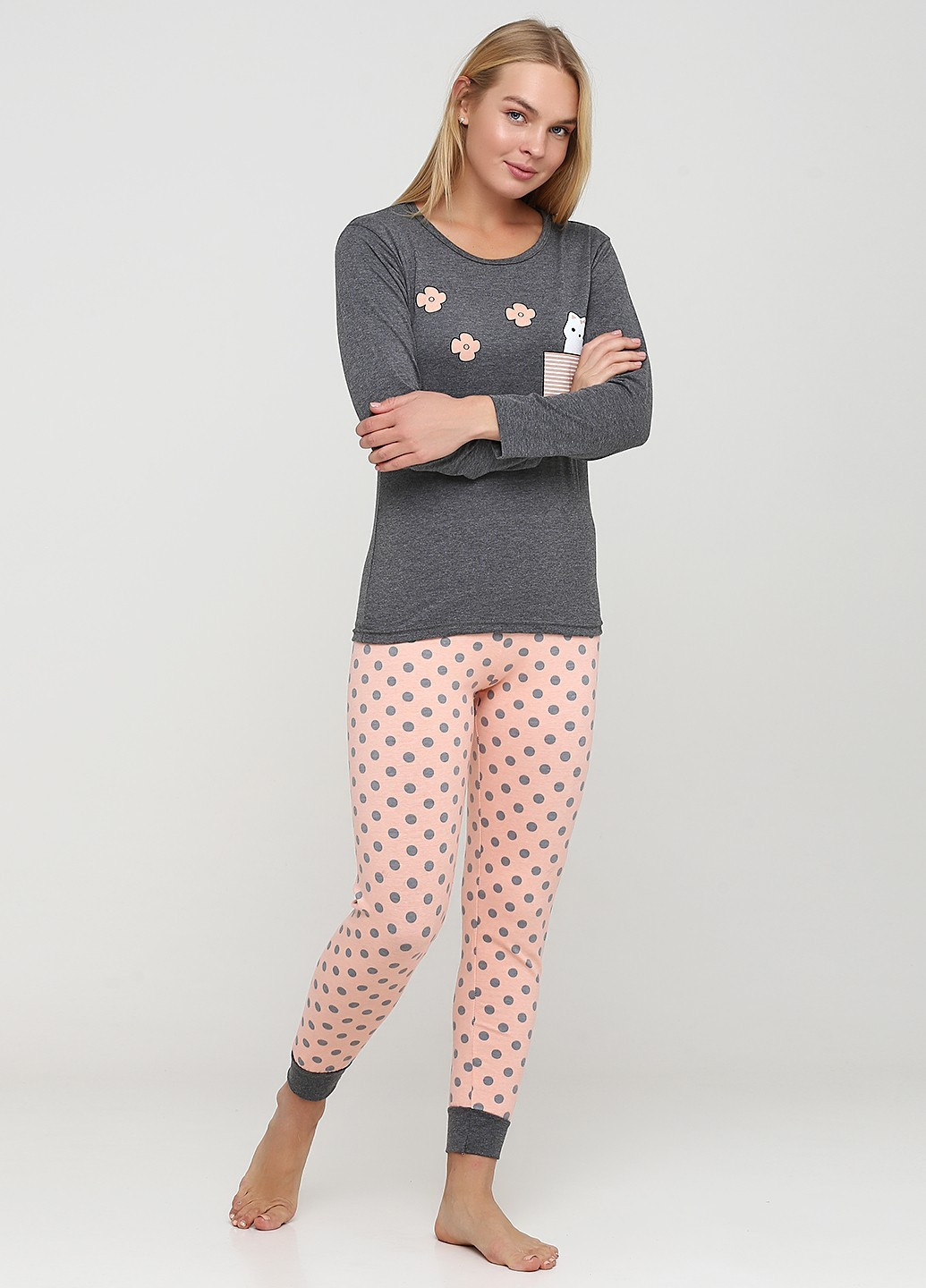 Серая всесезон комплект (лонгслив, брюки) Sude