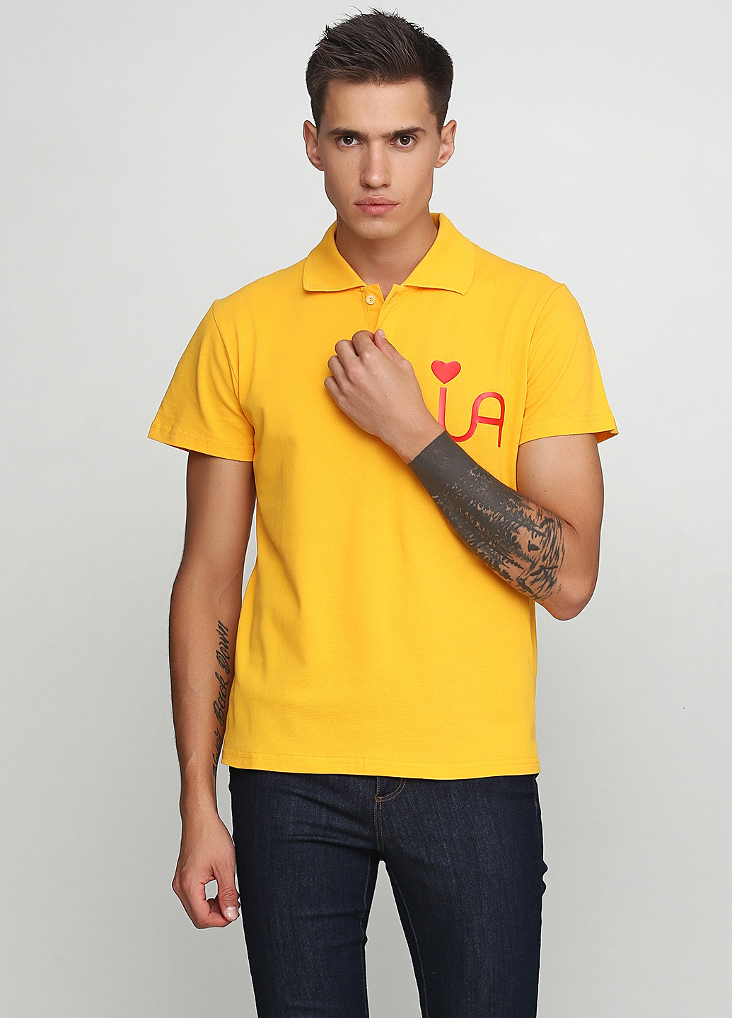 Желтая футболка-поло для мужчин Manatki с рисунком