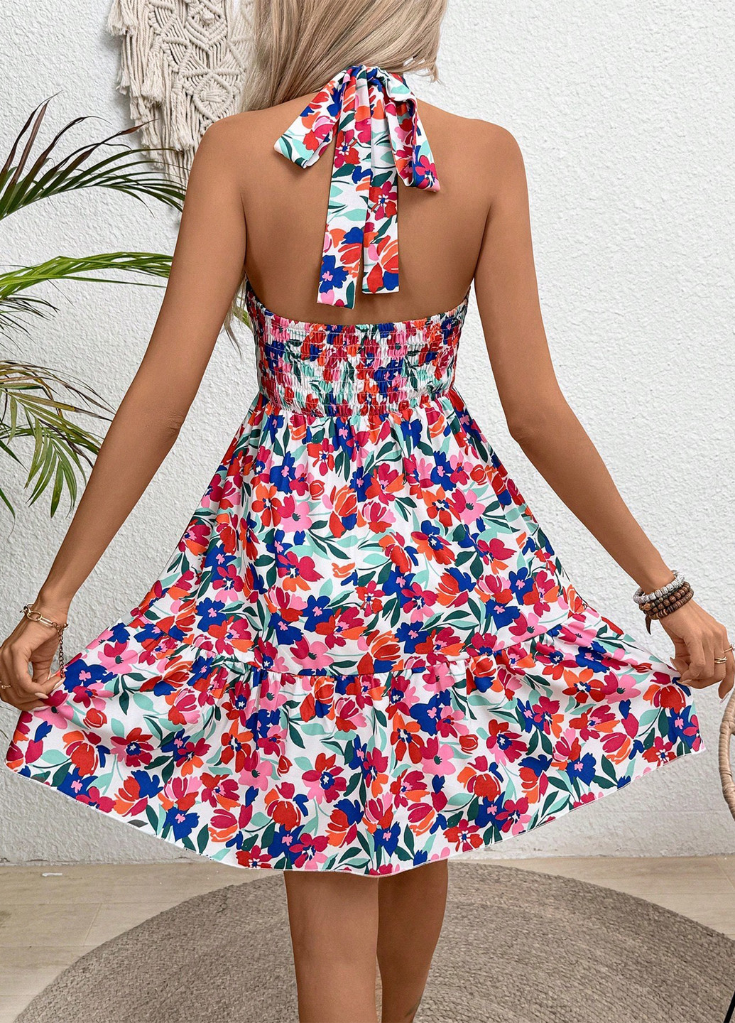 Комбінована кежуал сукня з відкритою спиною SHEIN з квітковим принтом