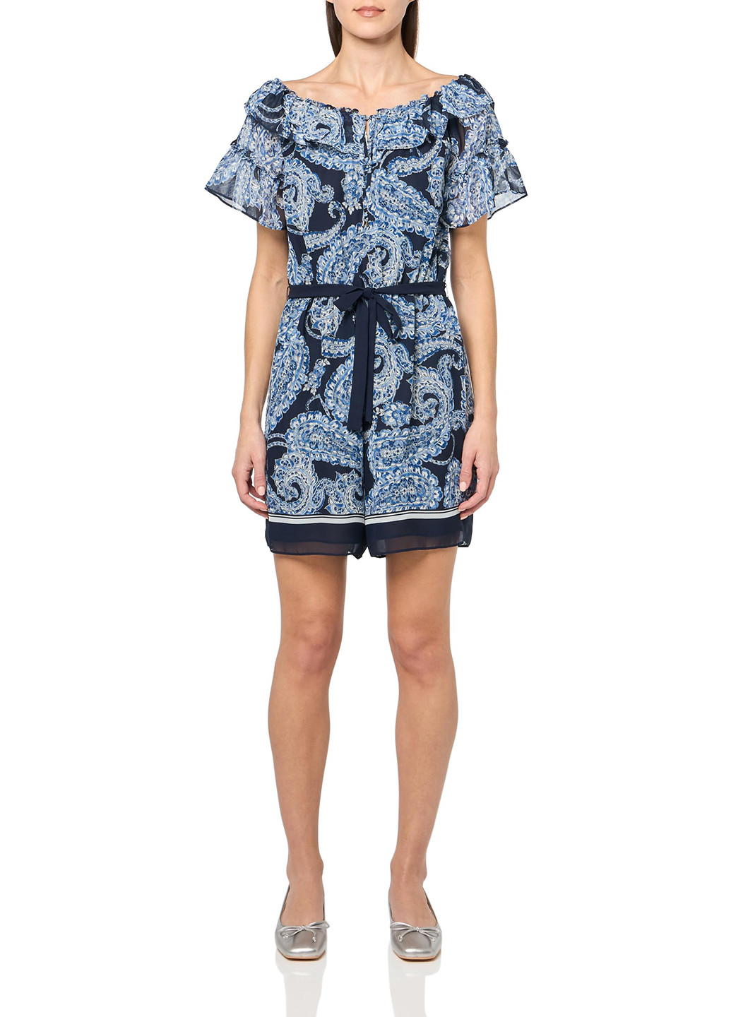 Комбинезон Tommy Hilfiger комбинезон-шорты абстрактный синий кэжуал полиэстер