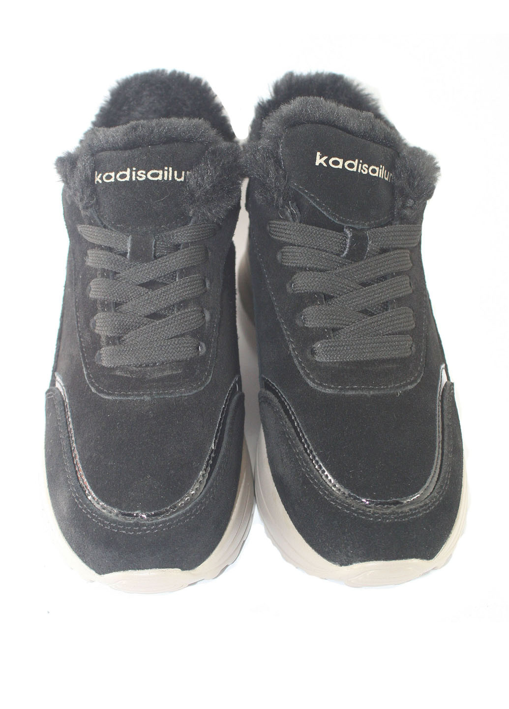 Зимние ботинки No Brand с мехом, с белой подошвой из искусственной замши