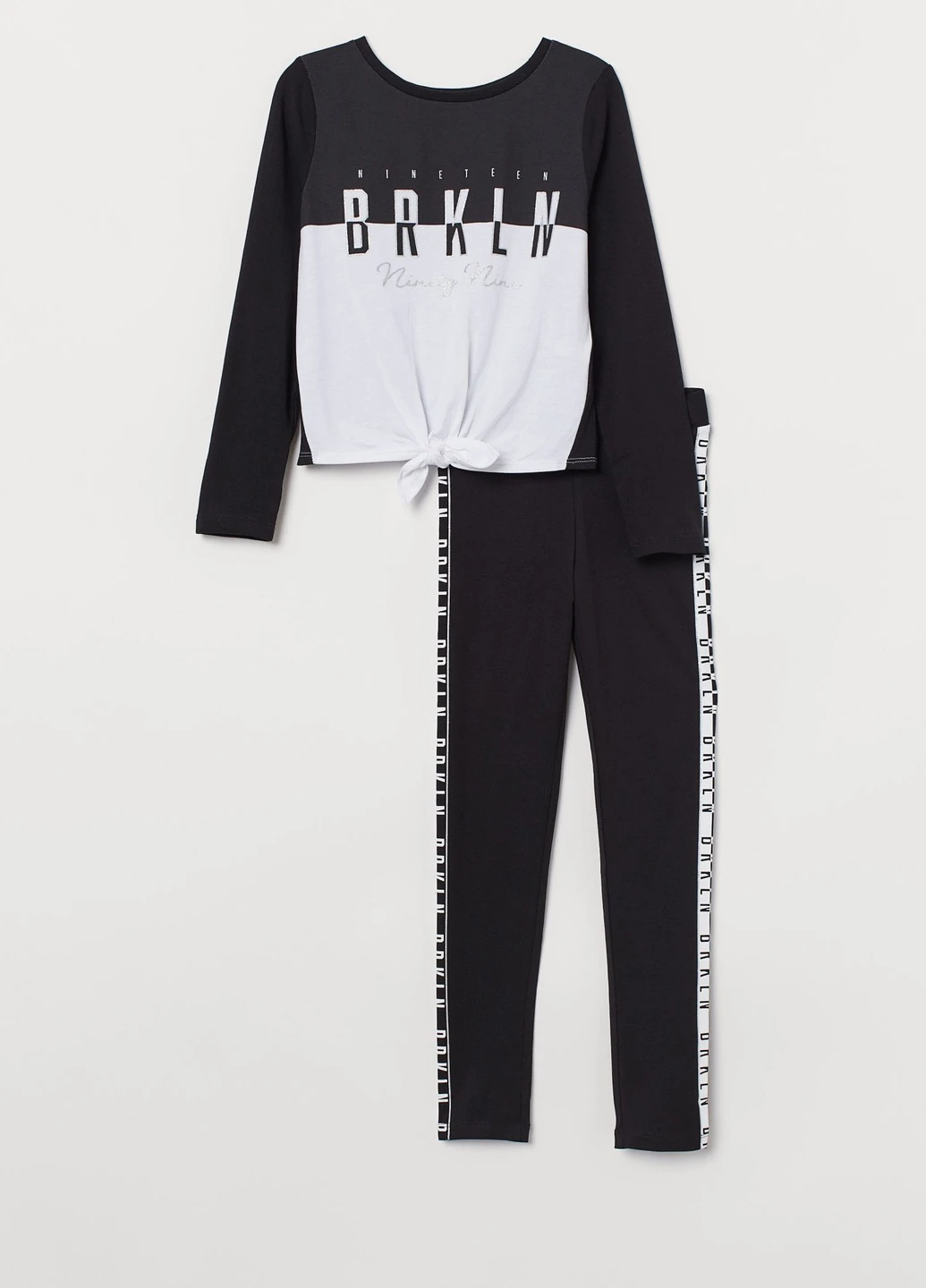Чорно-білий комплект (лонгслів, легінси) H&M