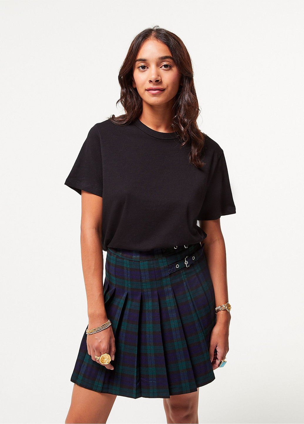 Темно-зеленая кэжуал в клетку юбка Jennyfer плиссе