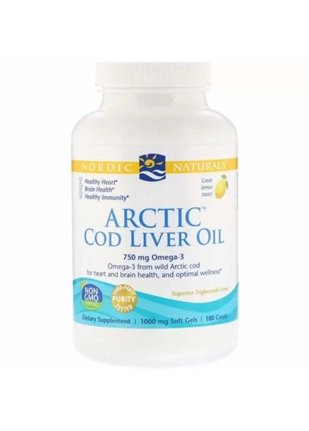 Жир из печени трески Arctic Cod Liver 1000 mg 180 Soft Gels Great Lemon taste Nordic Naturals (253432620)
