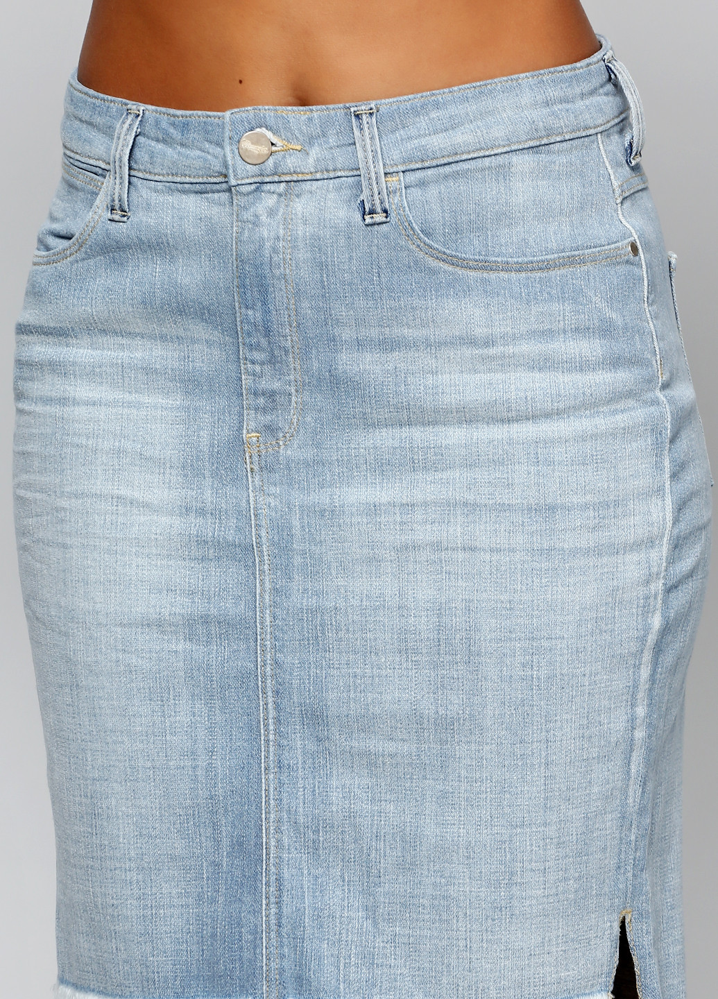Светло-голубая джинсовая однотонная юбка Wrangler мини