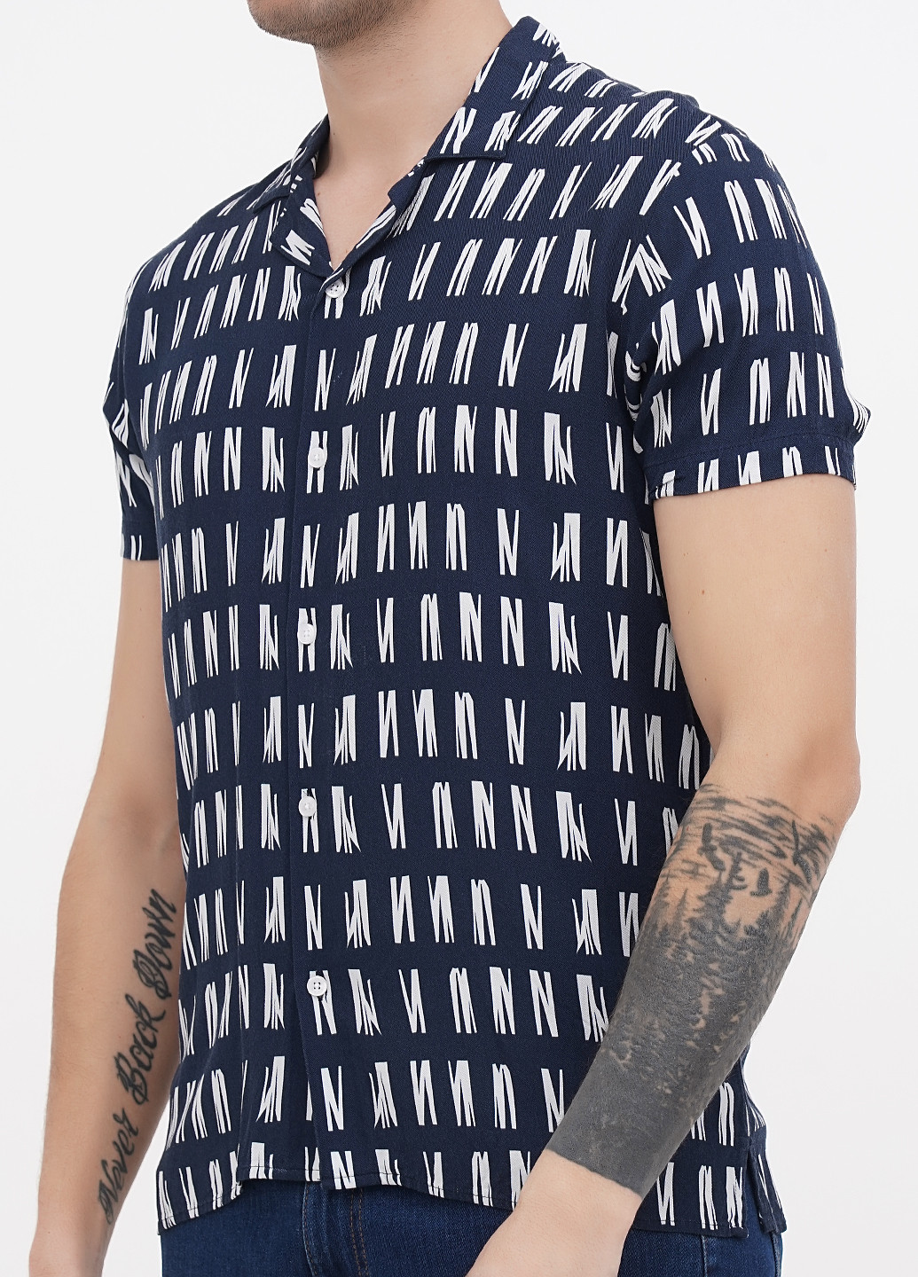 Темно-синяя кэжуал рубашка с геометрическим узором Minimum