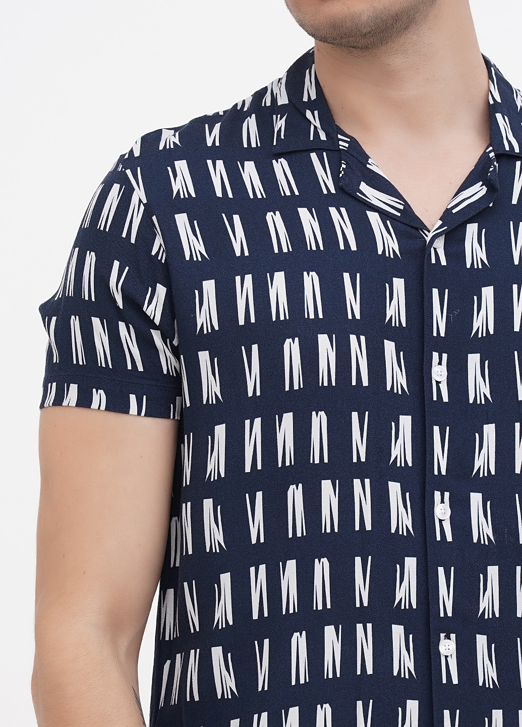 Темно-синяя кэжуал рубашка с геометрическим узором Minimum