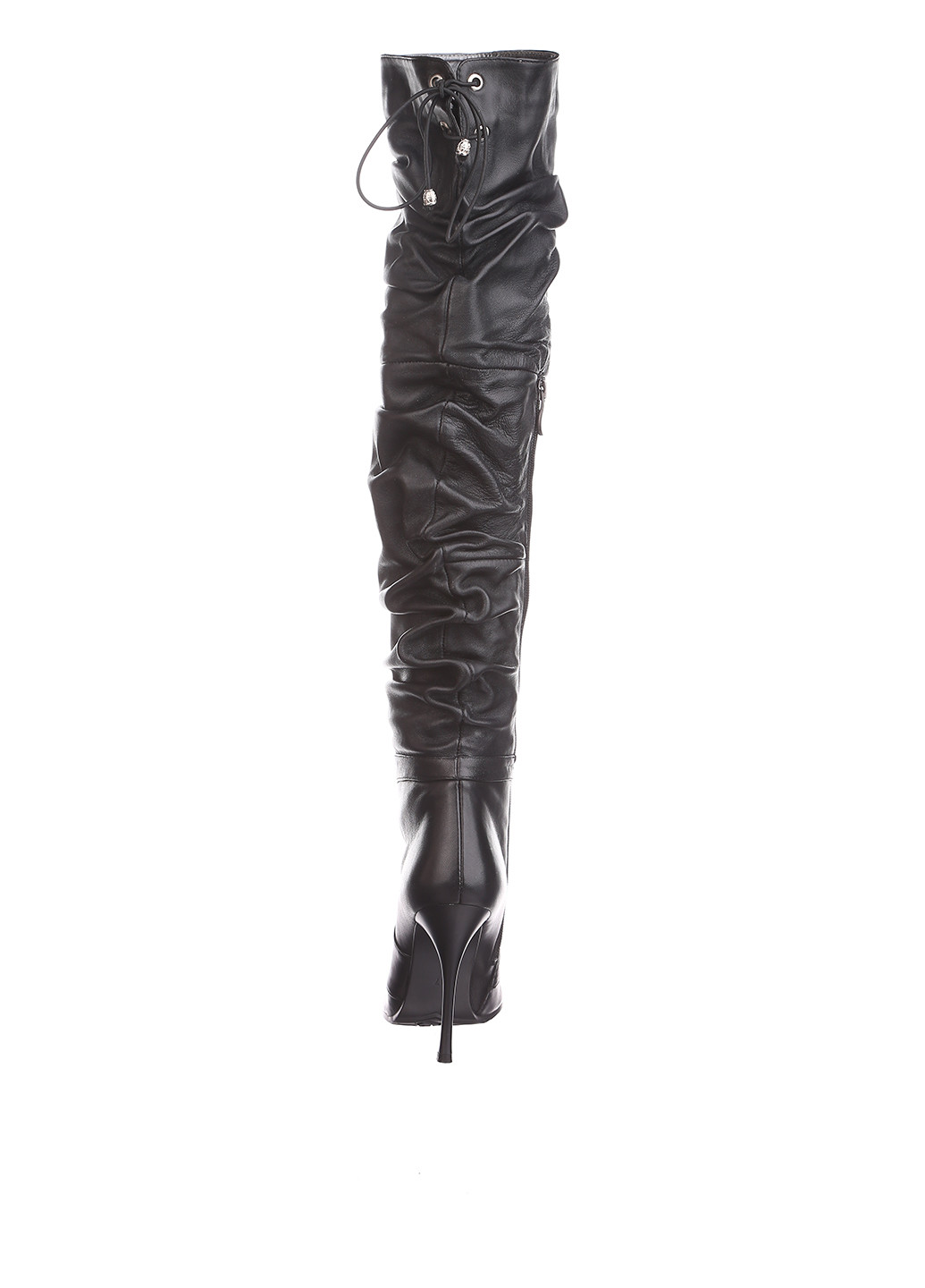 Черные осенние ботфорты It-Girl на высоком каблуке с шнуровкой