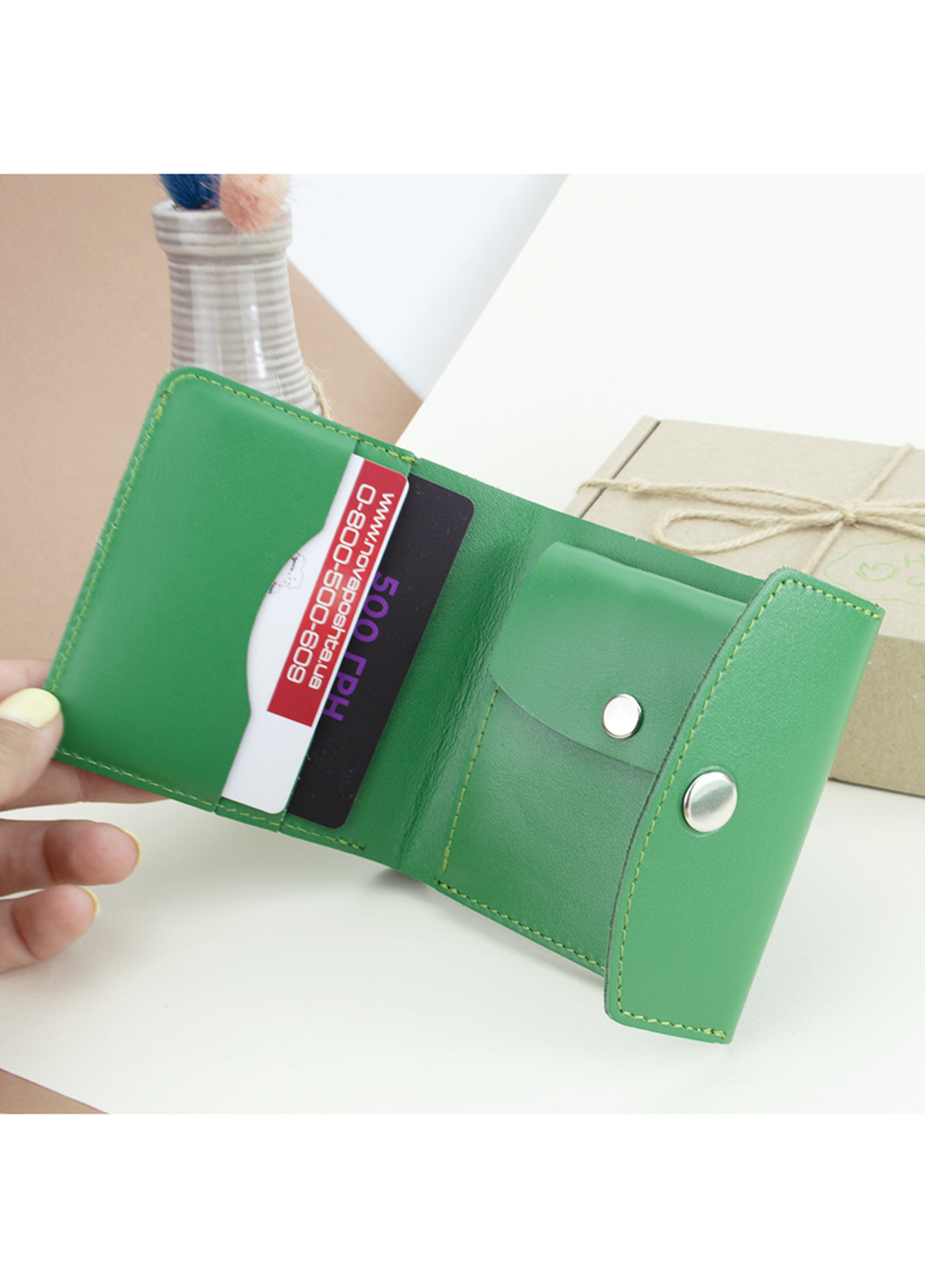 Подарунковий набір жіночий №48 (зелений) гаманець і ключниця HandyCover (253403905)