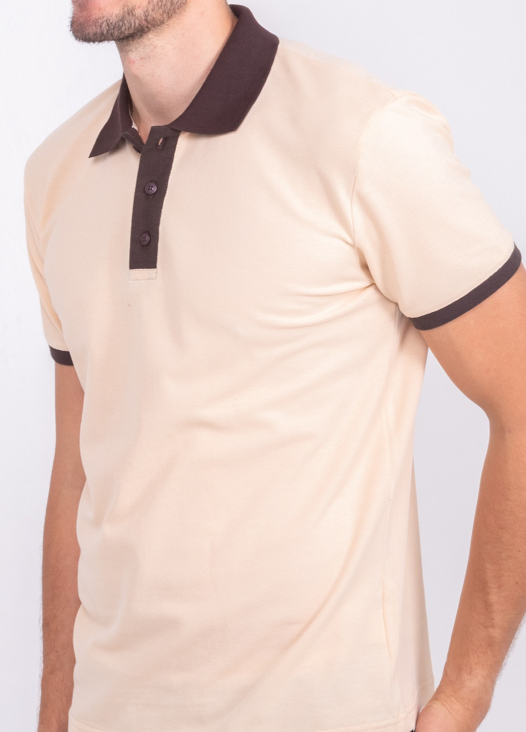 Бежевая футболка-футболка поло мужская для мужчин TvoePolo