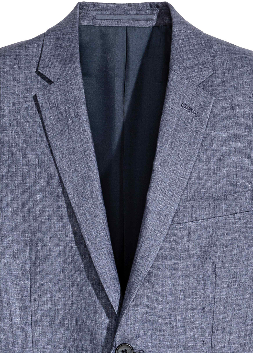 Пиджак H&M с длинным рукавом тёмно-голубой кэжуал
