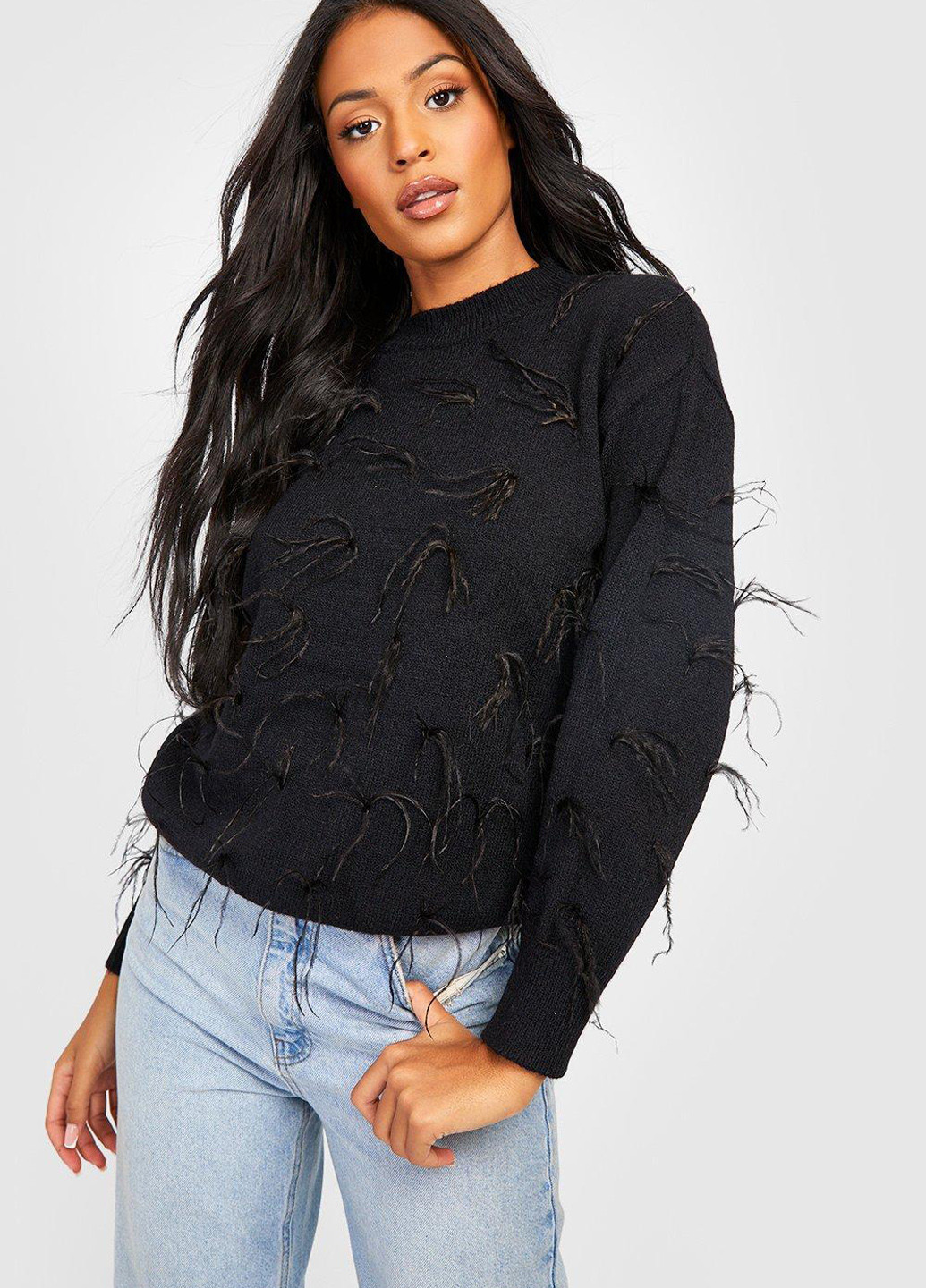 Чорний демісезонний светр джемпер Boohoo