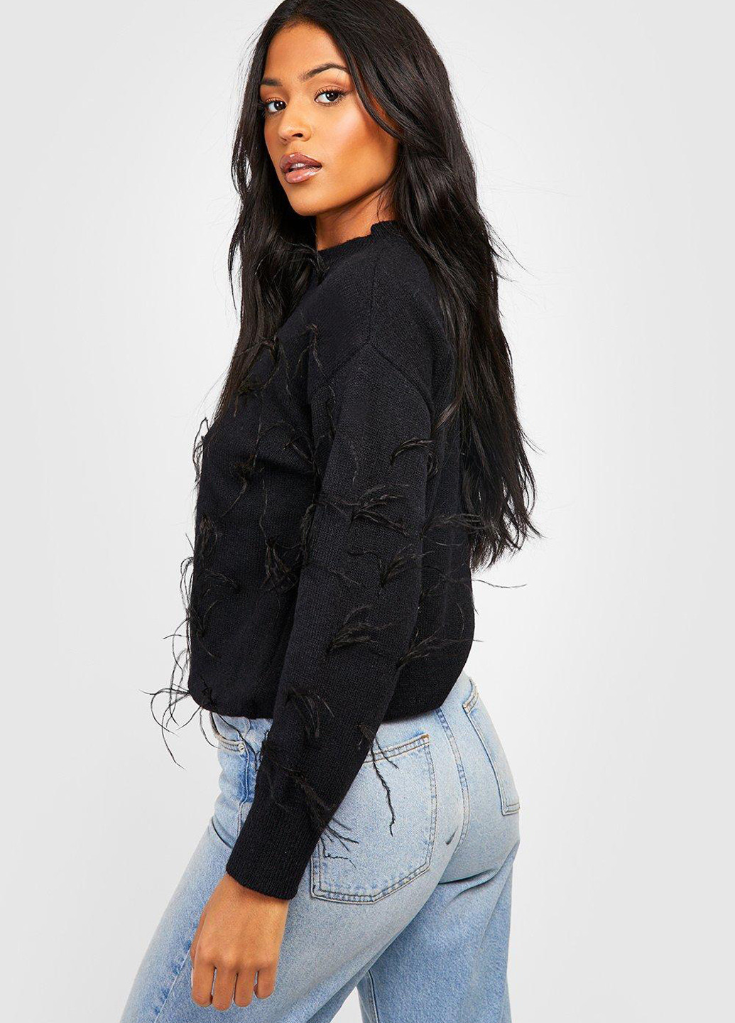 Чорний демісезонний светр джемпер Boohoo