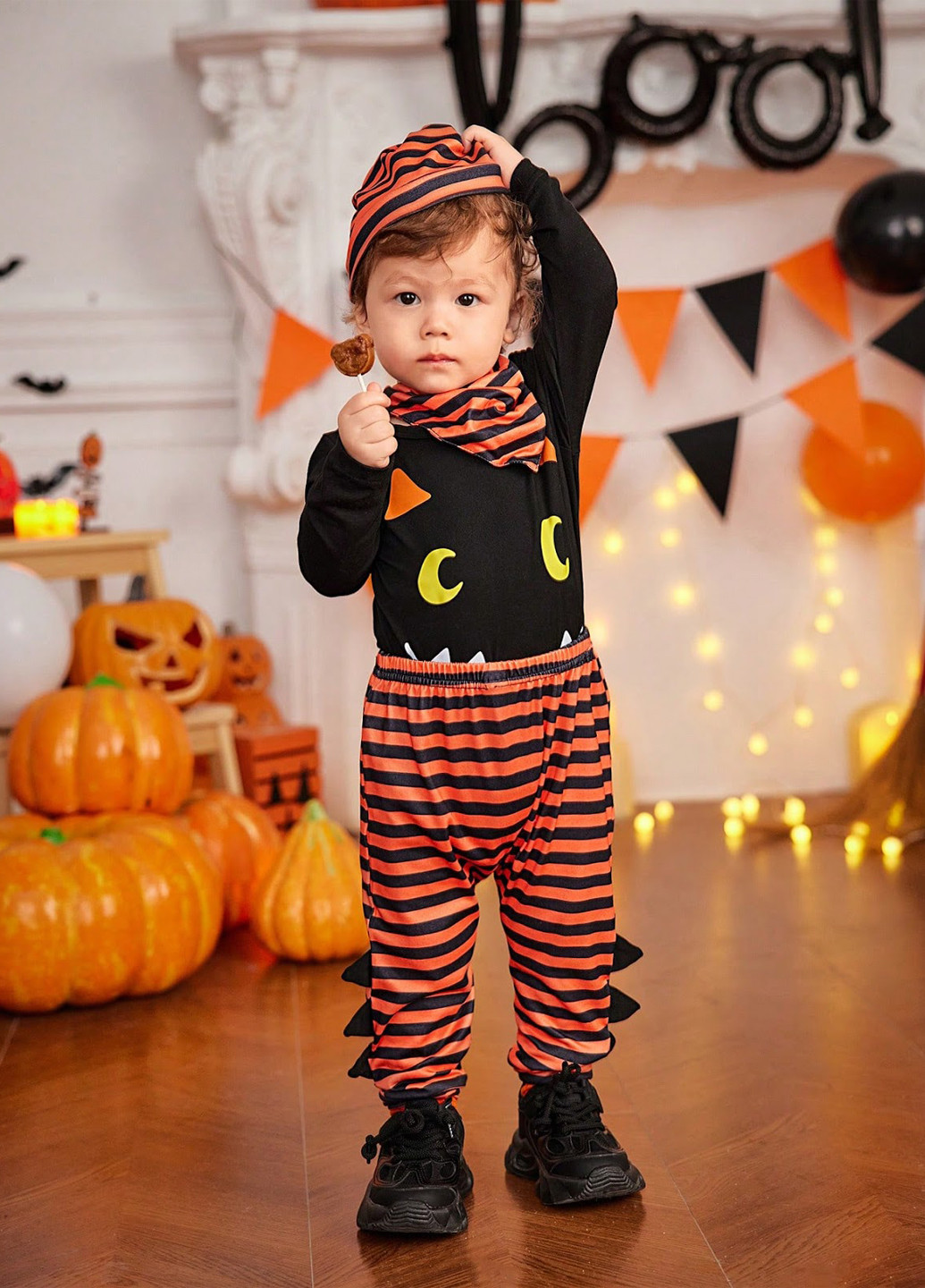 Комбинированный демисезонный комплект (боди, штаны, шапочка, нагрудник) SHEIN