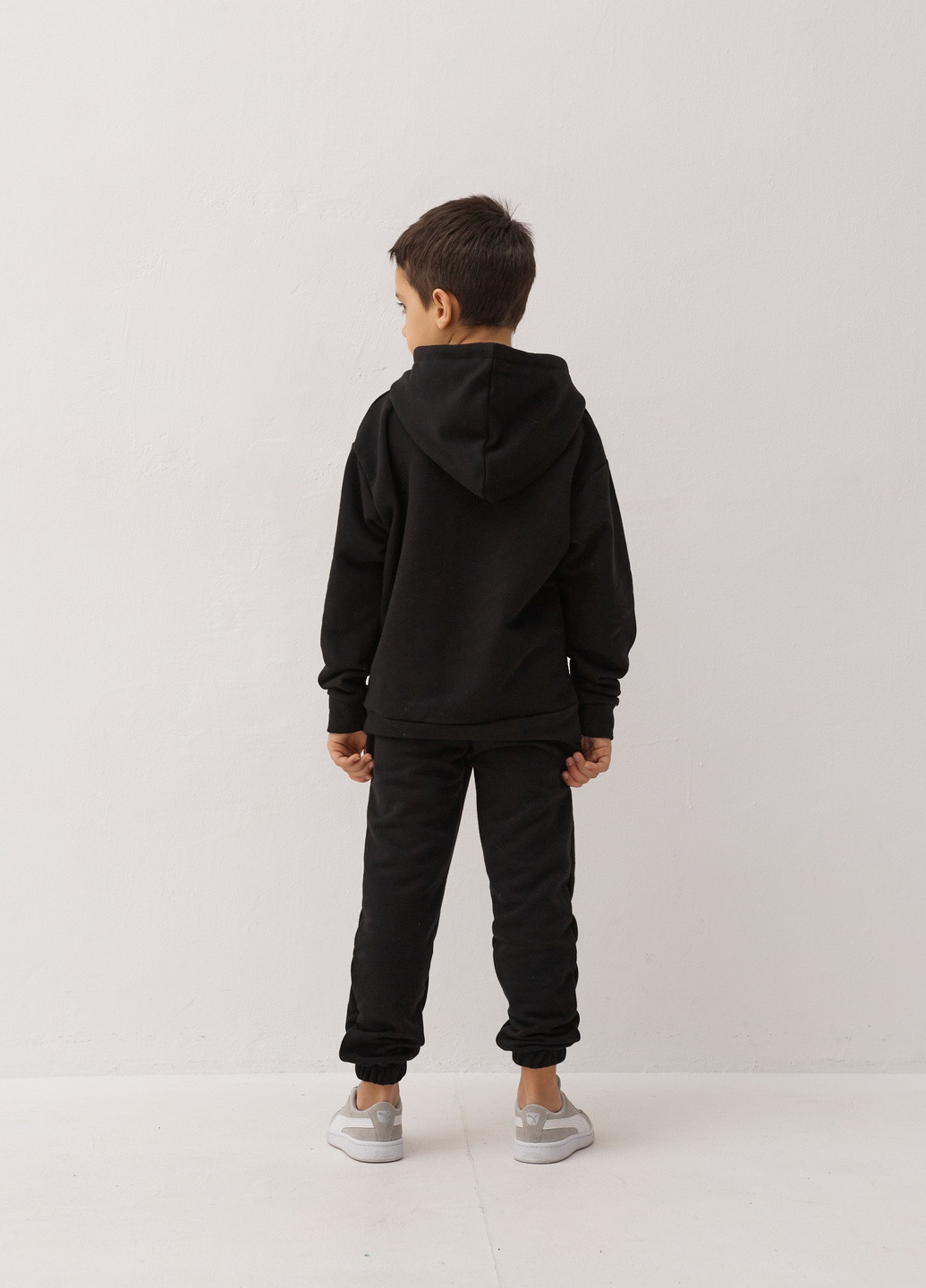 Черный демисезонный детский спортивный повседневный костюм Kindamor Original 2025