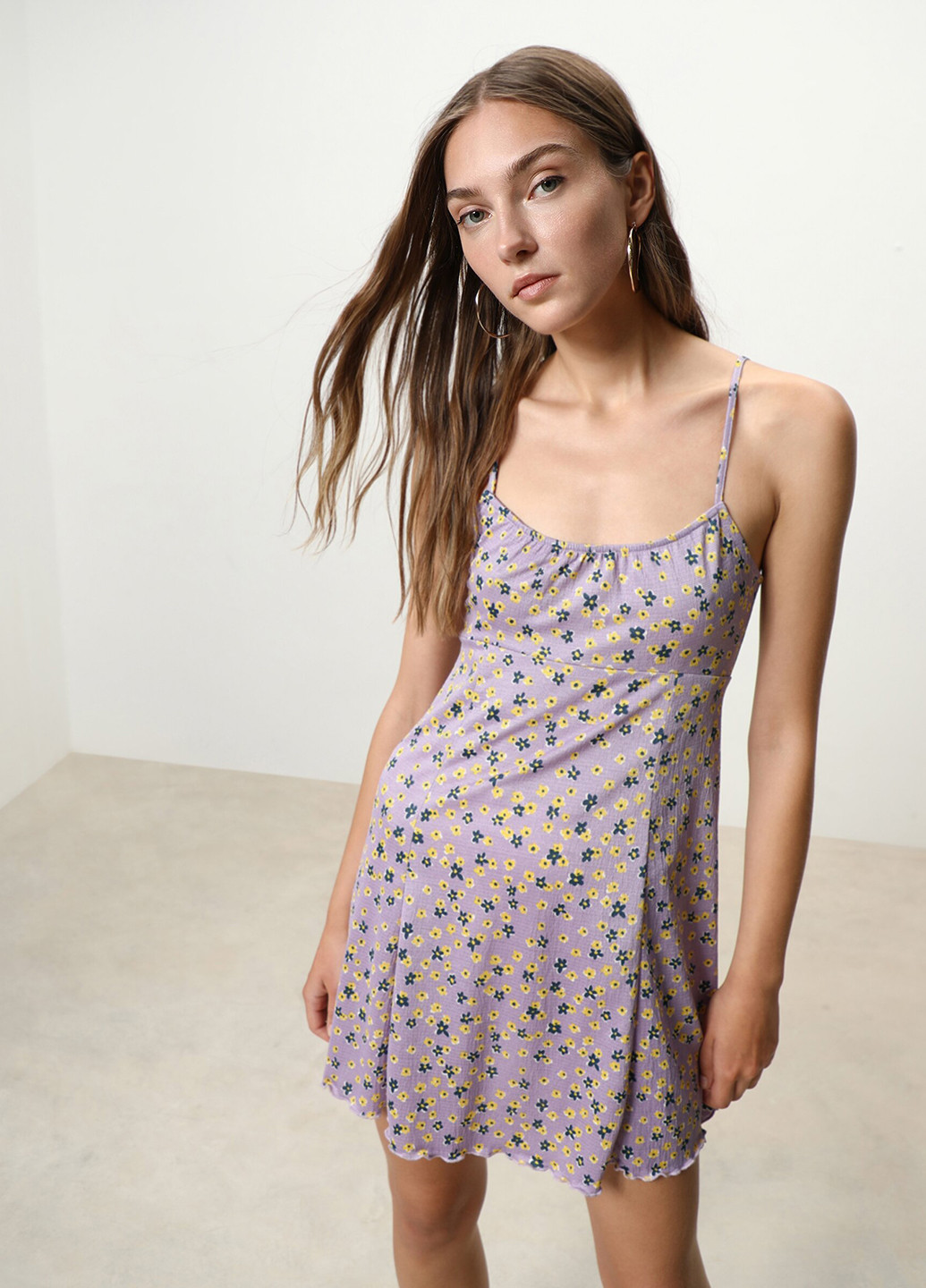 Фіолетова кежуал сукня кльош Lefties з квітковим принтом