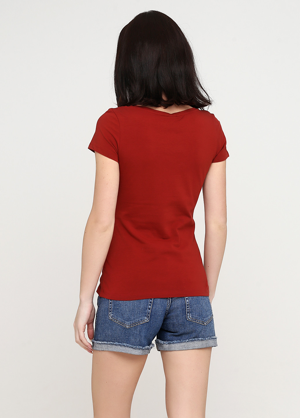 Темно-красная летняя футболка H&M