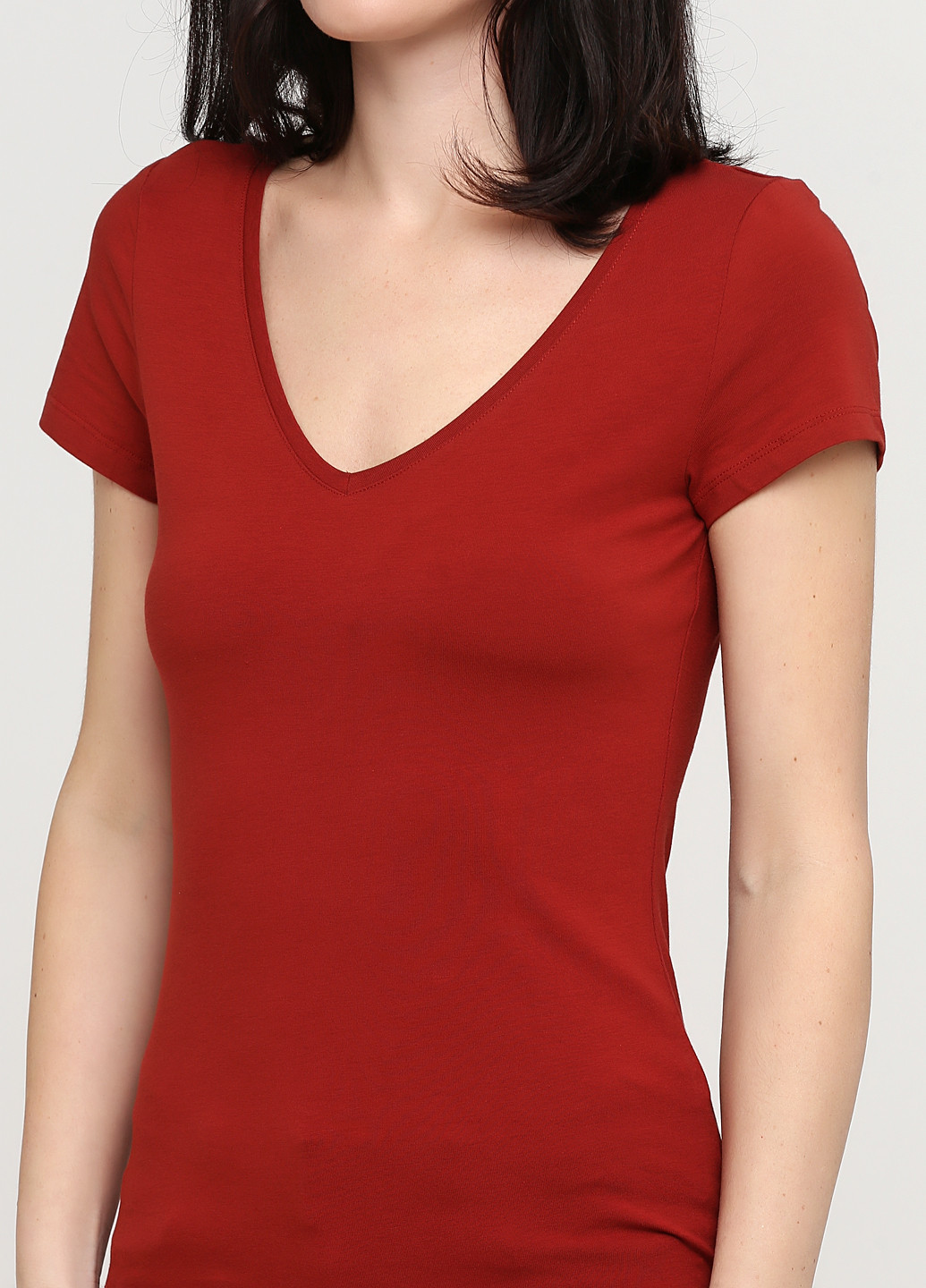 Темно-красная летняя футболка H&M