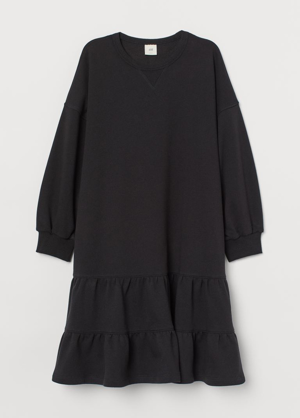 Черное кэжуал платье платье-свитшот, а-силуэт H&M однотонное