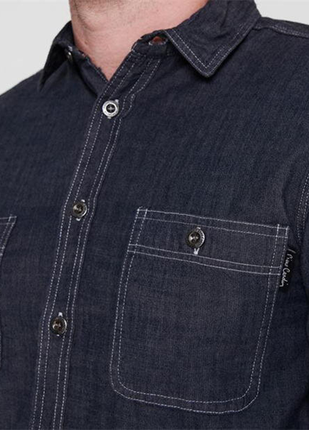 Темно-синяя джинсовая рубашка однотонная Pierre Cardin