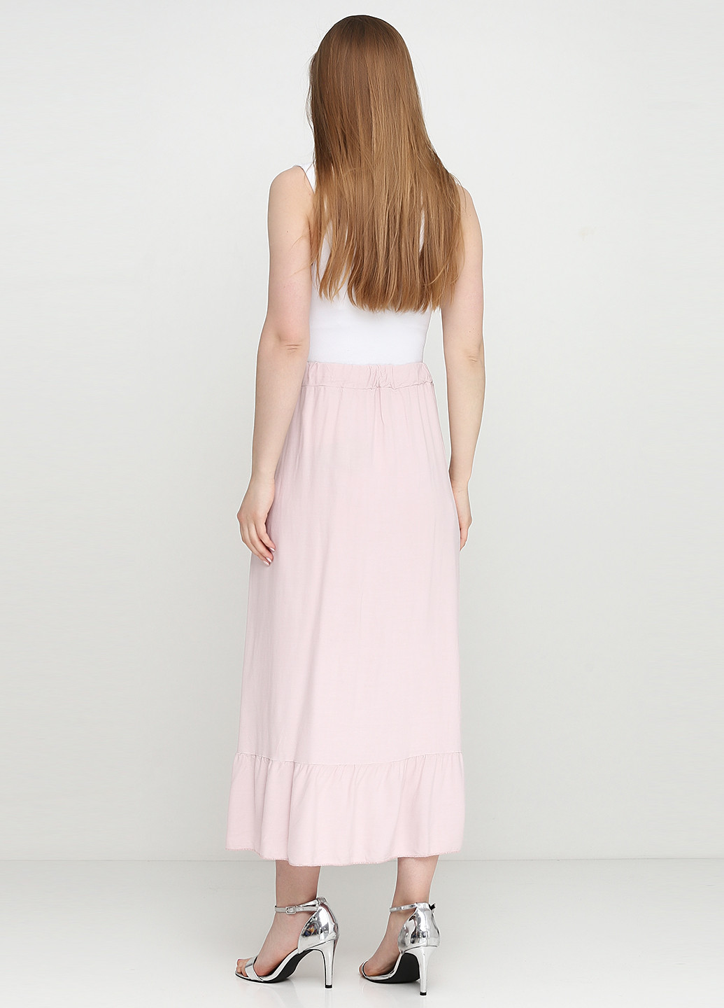 Светло-розовая кэжуал однотонная юбка New Line миди