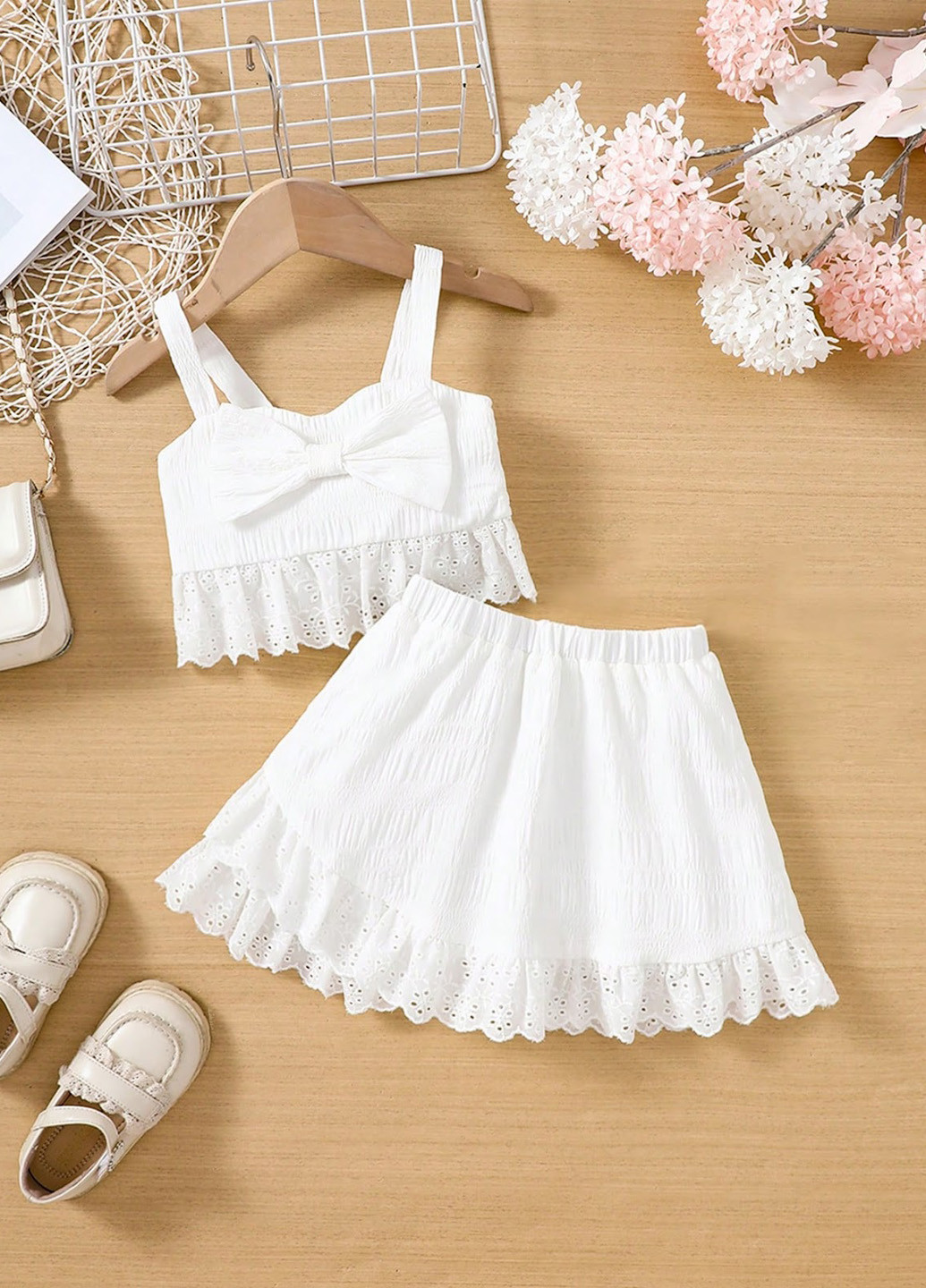 Белый летний костюм (топ, юбка) SHEIN