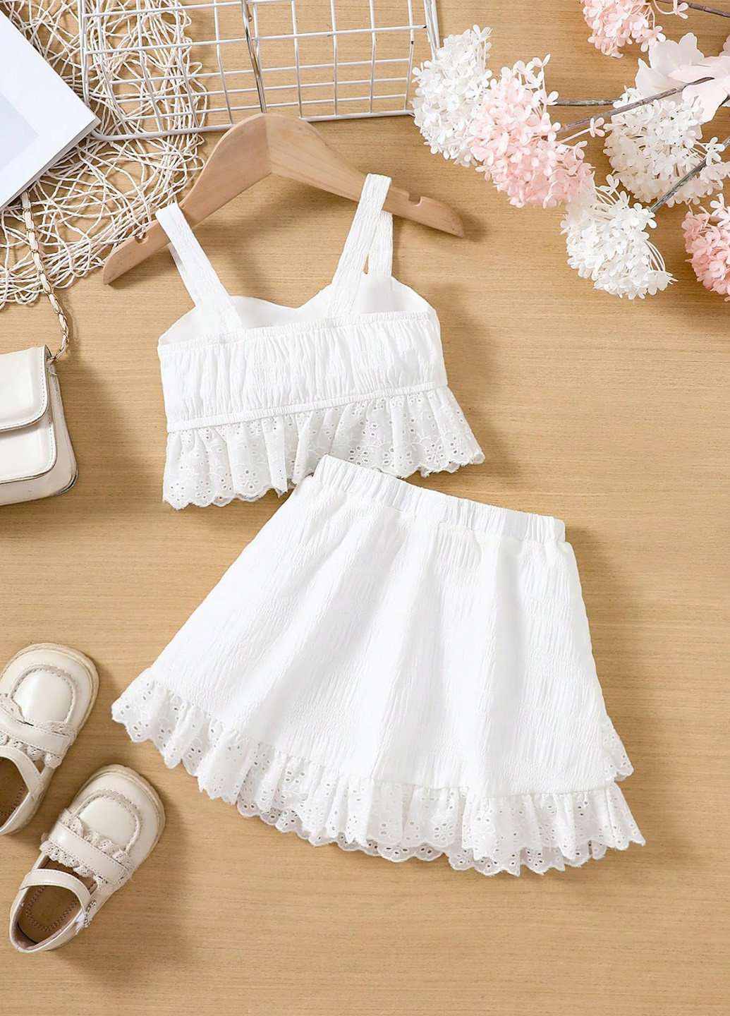 Белый летний костюм (топ, юбка) SHEIN