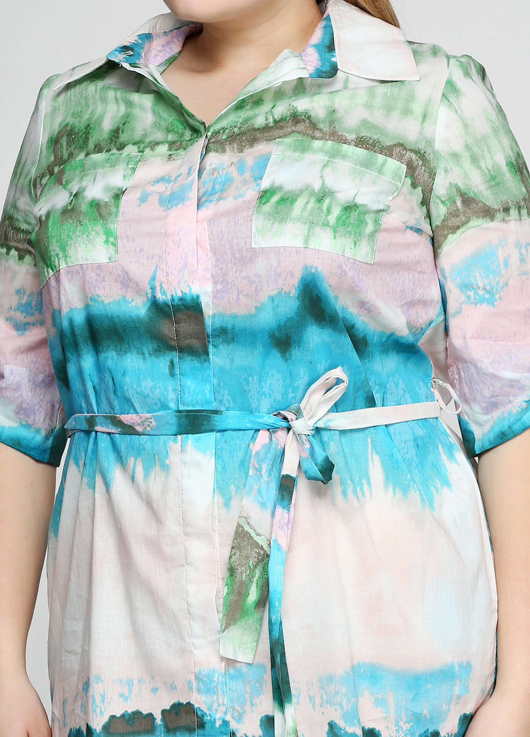 Комбинированное кэжуал платье Алеся с абстрактным узором