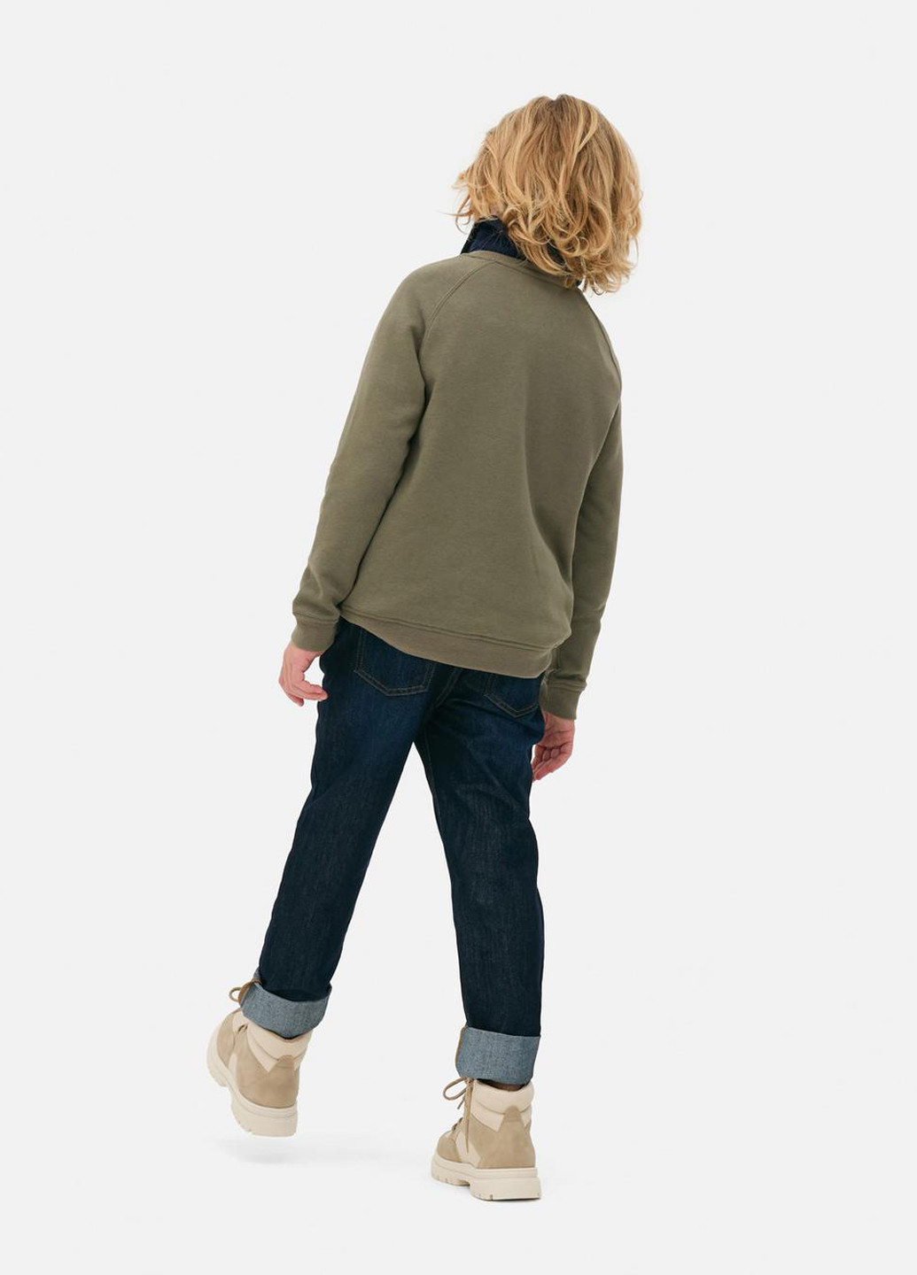 Primark свитшот однотонный хаки кэжуал хлопок, трикотаж с начесом