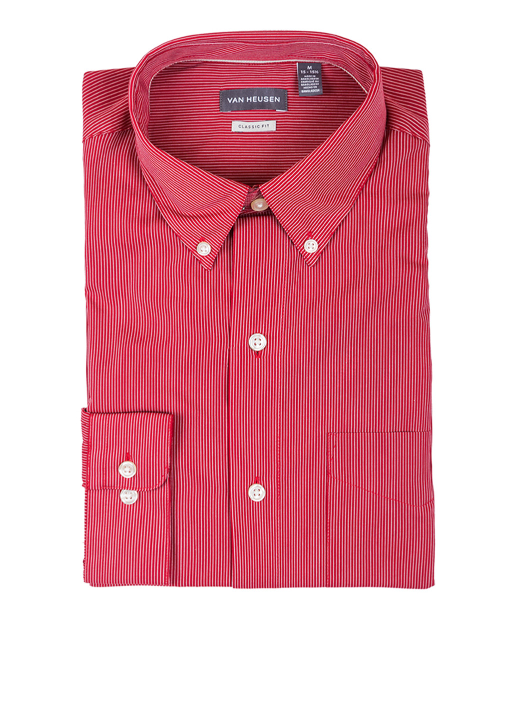 Красная кэжуал рубашка в полоску Van Heusen с длинным рукавом