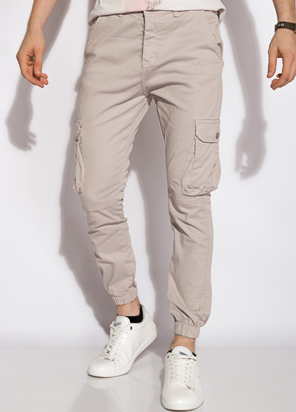 Серо-бежевые кэжуал демисезонные карго брюки Time of Style