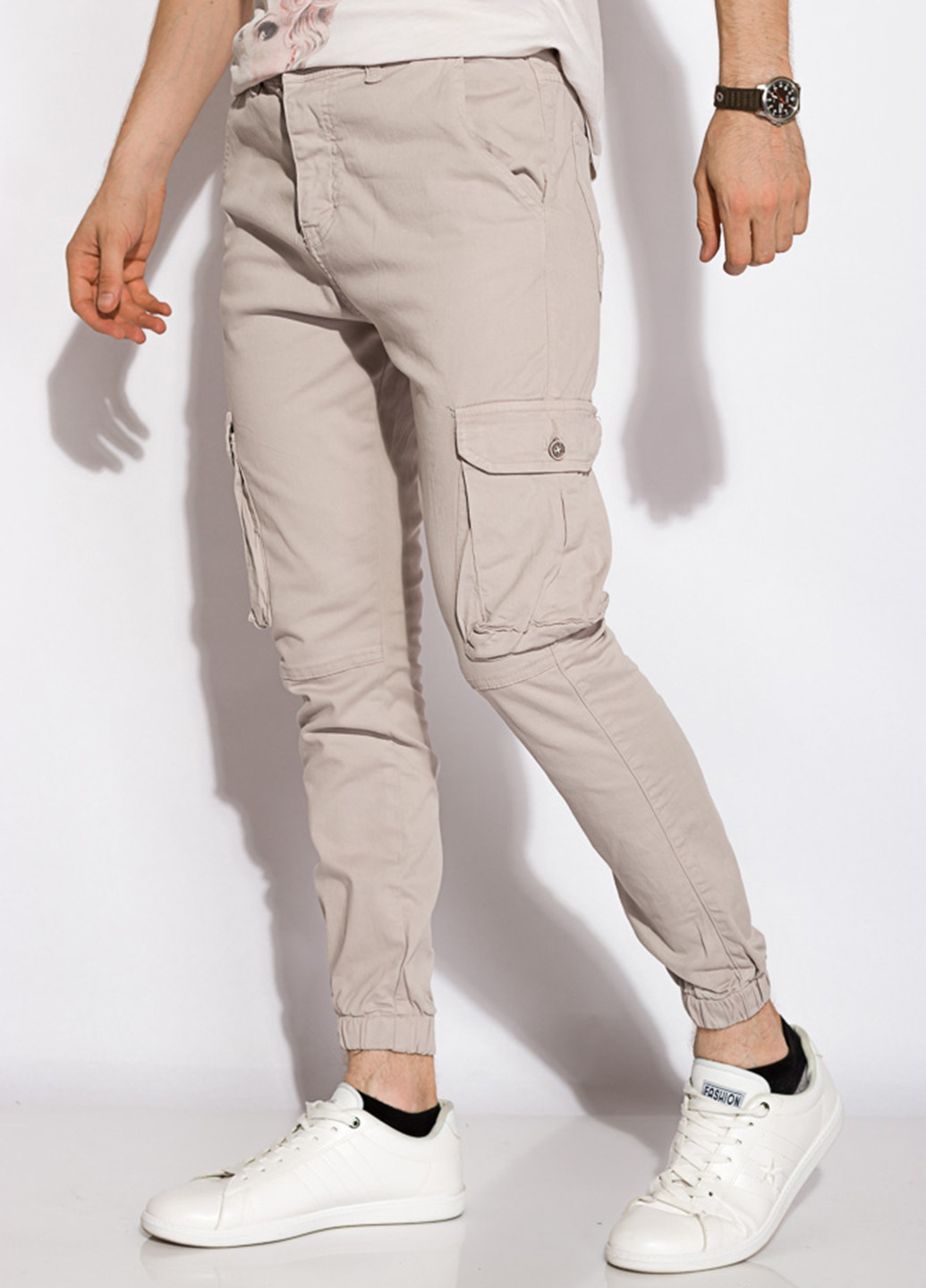 Серо-бежевые кэжуал демисезонные карго брюки Time of Style
