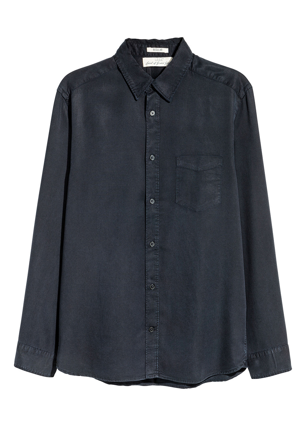 Темно-синяя кэжуал рубашка H&M с длинным рукавом
