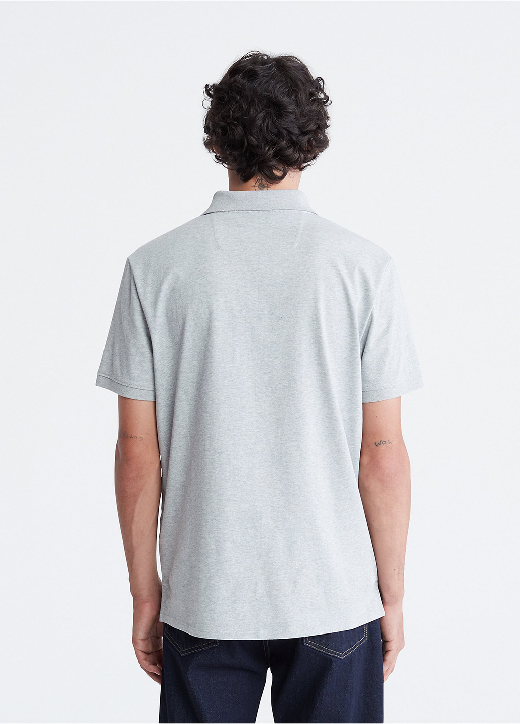 Серая футболка-поло для мужчин Calvin Klein однотонная