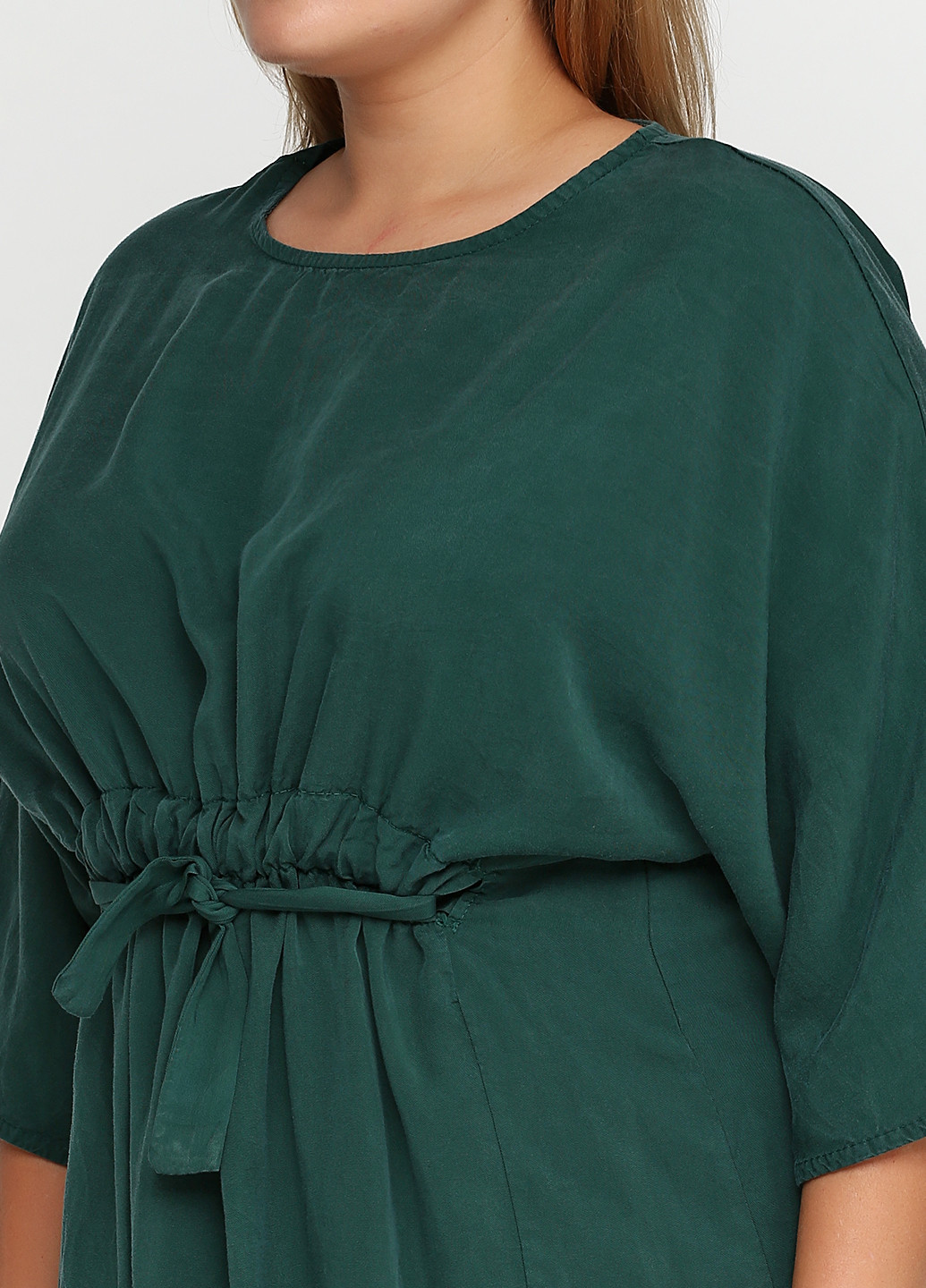 Темно-зеленое кэжуал платье с длинным рукавом Italy Moda однотонное