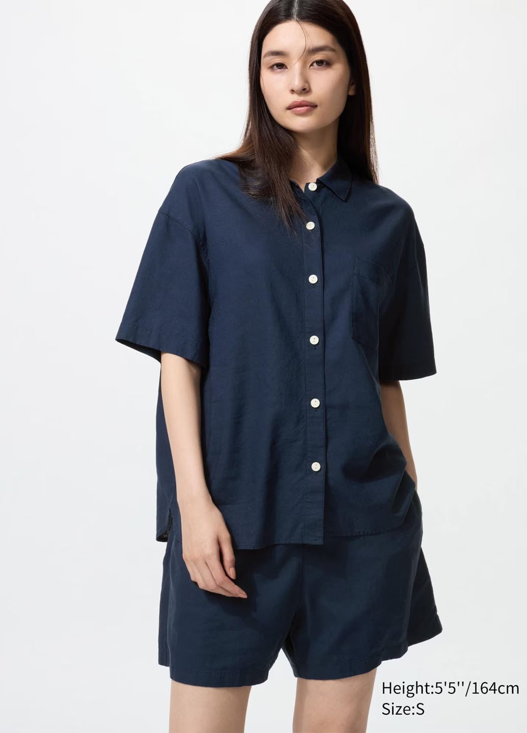 Темно-синя всесезон піжама (сорочка, шорти) сорочка + шорти Uniqlo